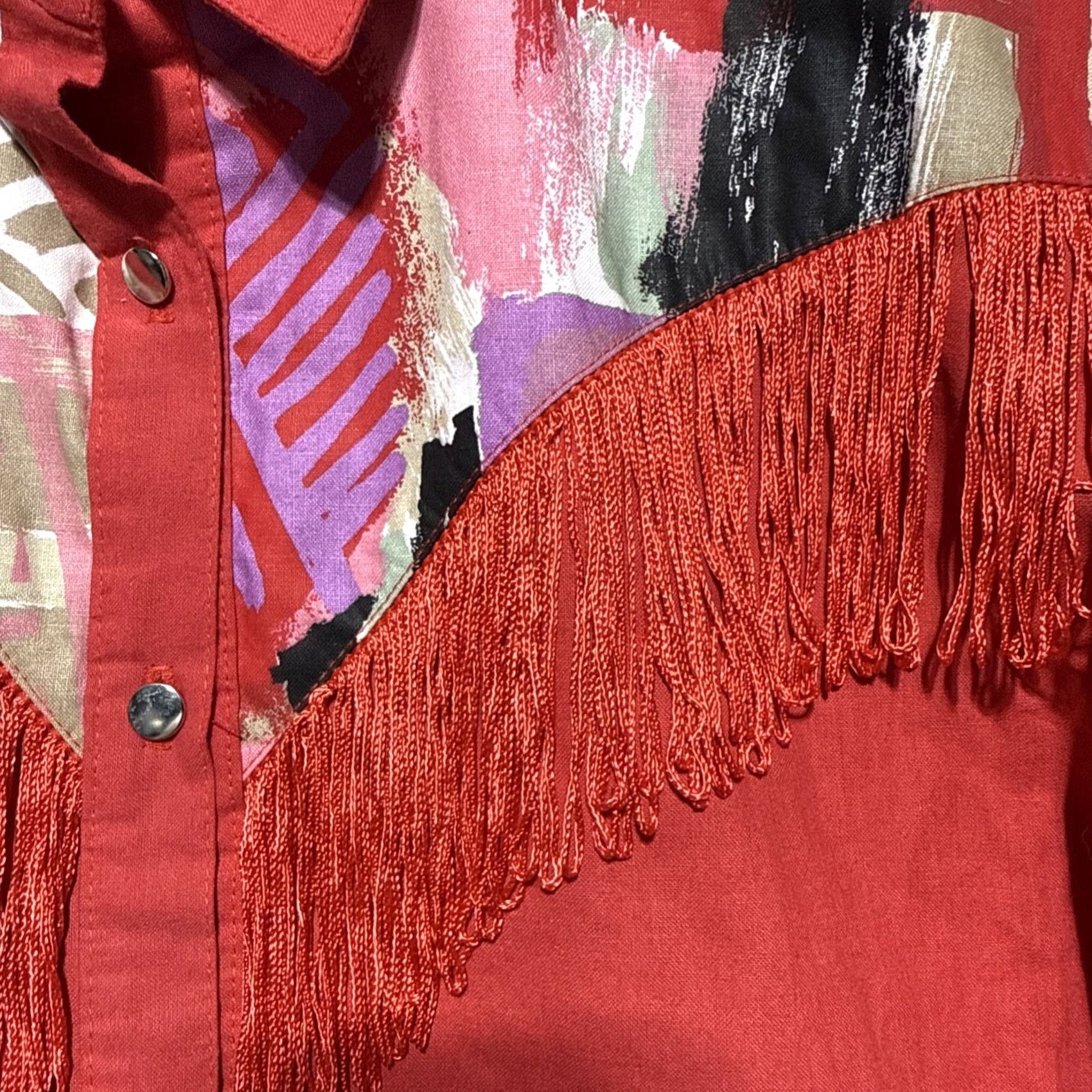 Vintage VINTAGE Western Collection Shirt Womens Fringe Western Button Down Size 18 Red Cotton 1980s 42” Chest Regular Outdoor Boys Girls Mens Womens Size ONE SIZE - 2 Thumbnail