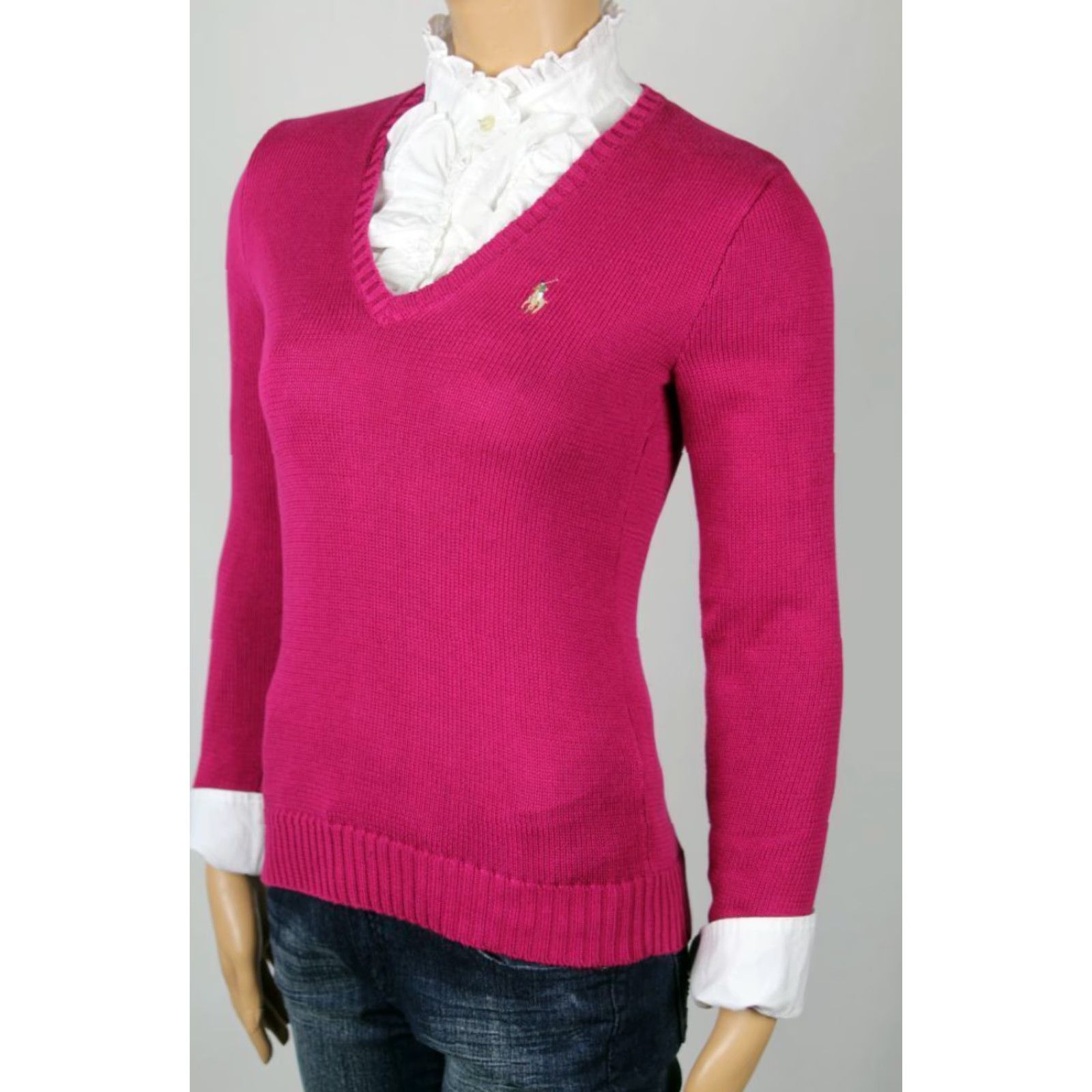 Ralph Lauren Ralph Lauren Pink V-Neck Sweater Multi-Color Pony NWT Women S XS-XL Sized Size S / US 4 / IT 40 - 2 Thumbnail