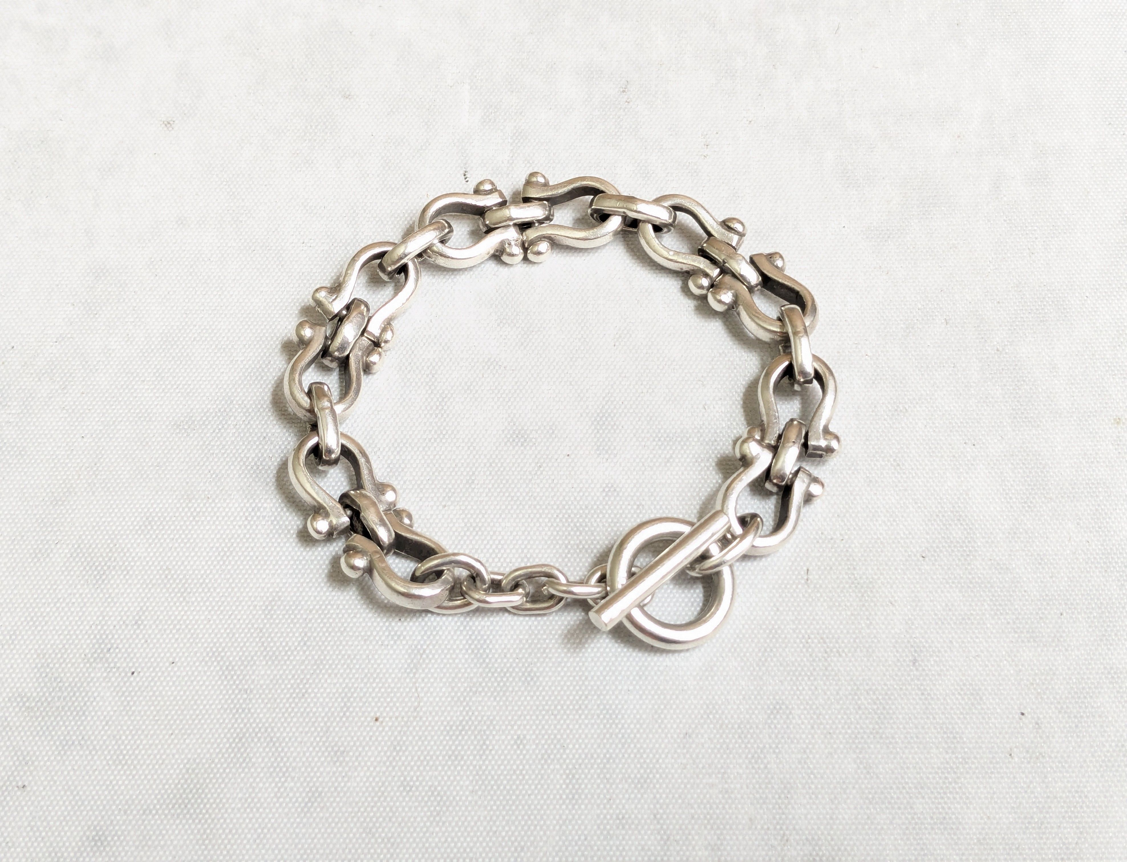 Jewelry Vintage Sterling Silver Equestrian Bracelet 6.75" Stirrup Size 26 - 2 Thumbnail