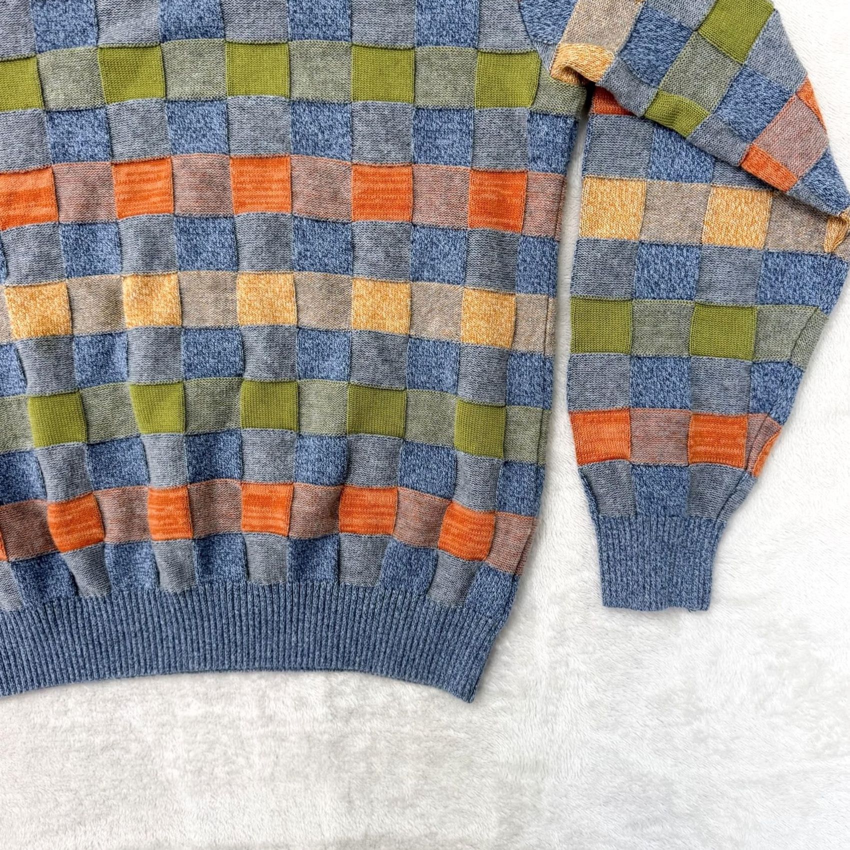Jim Thompson Norm Thompson Sweater Mens Medium Multicolor Check Knit Crewneck Pullover Size US M / EU 48-50 / 2 - 4 Thumbnail