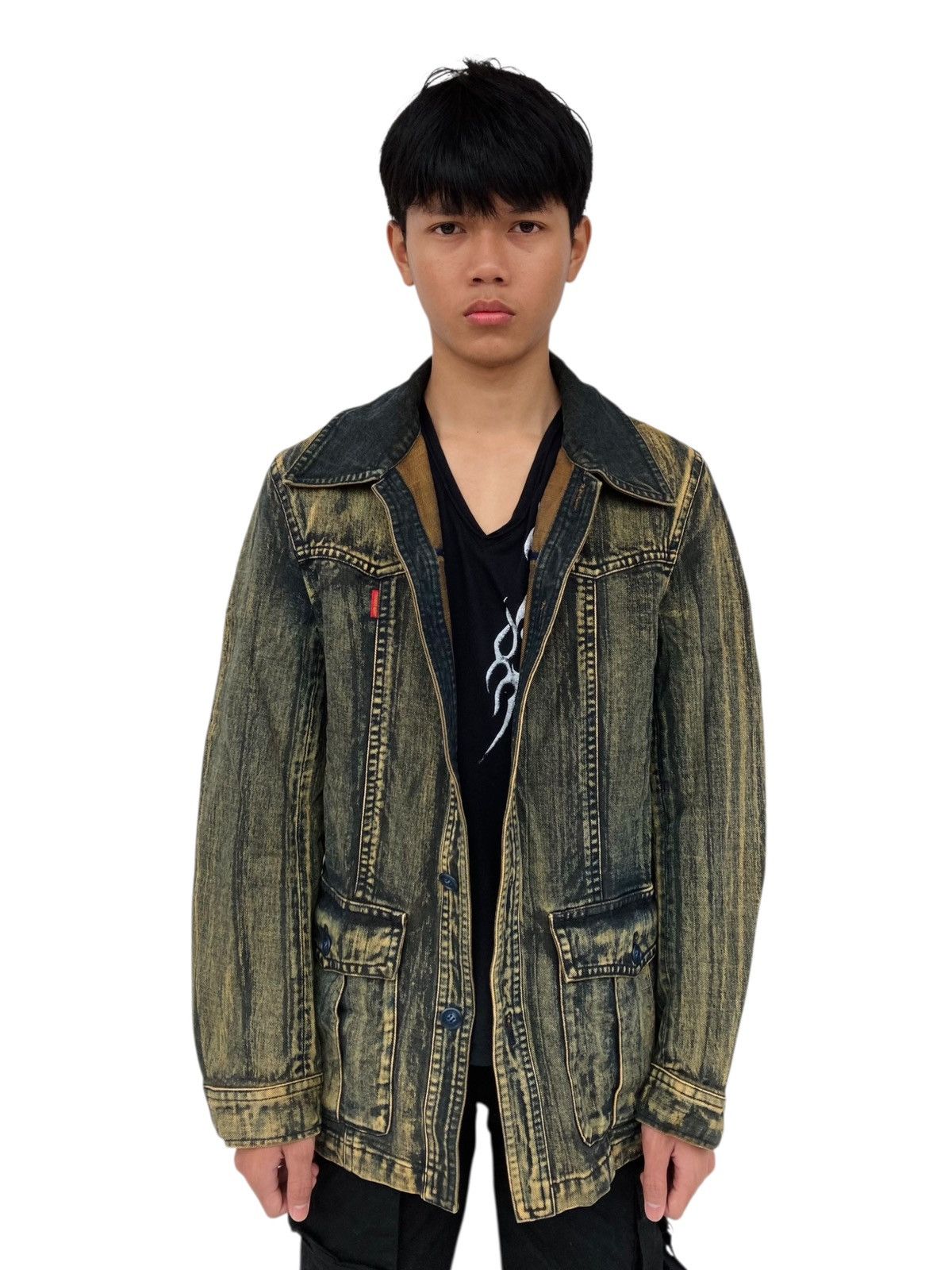 If Six Was Nine 2000s Tornado Mart - Extreme Mud Wash Denim Jacket Size US L / EU 52-54 / 3 - 2 Thumbnail