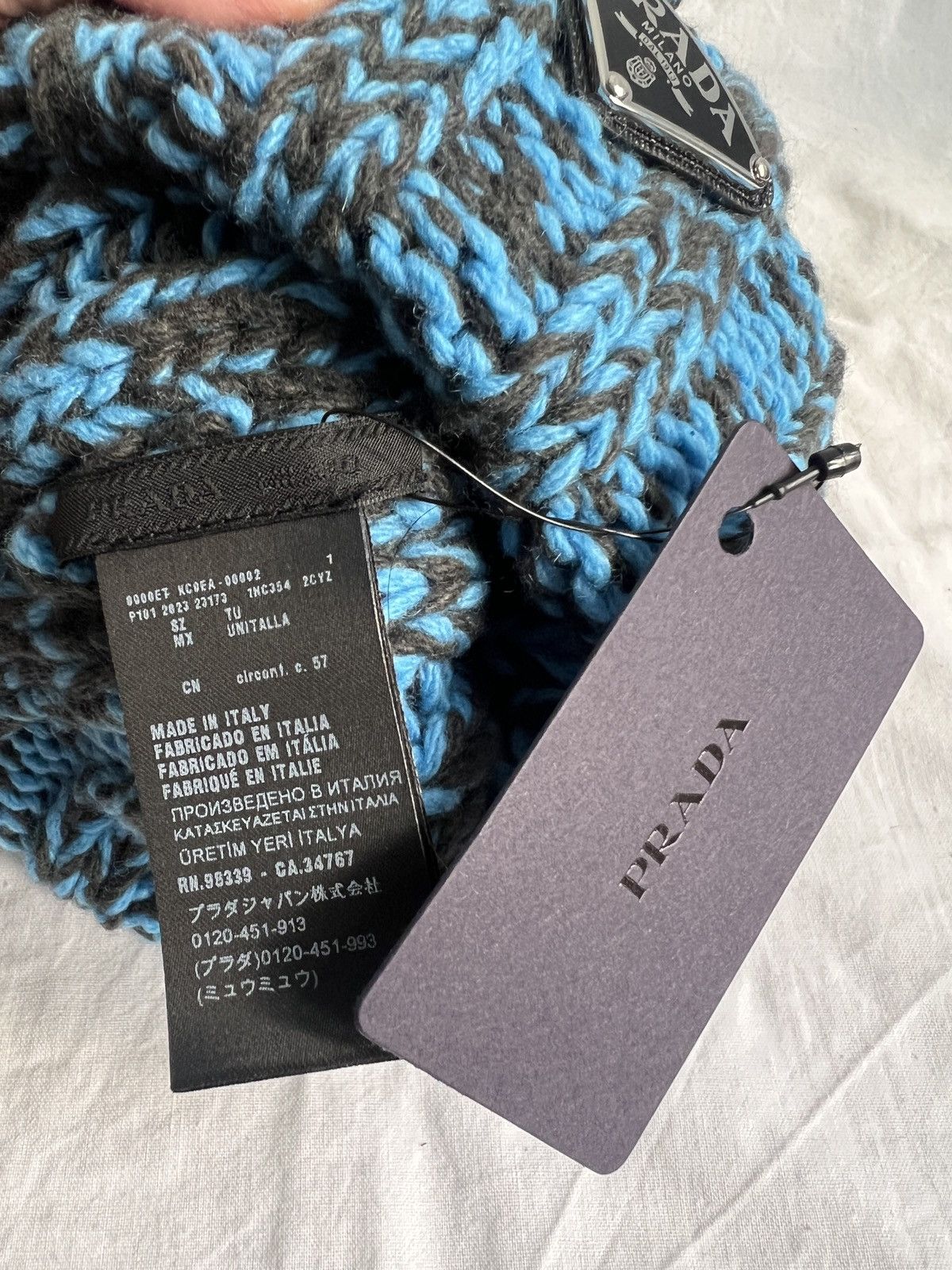 Prada 🔥 Prada x RAF Simons blue cashmere wool beanie knitted hat Size ONE SIZE - 5 Thumbnail