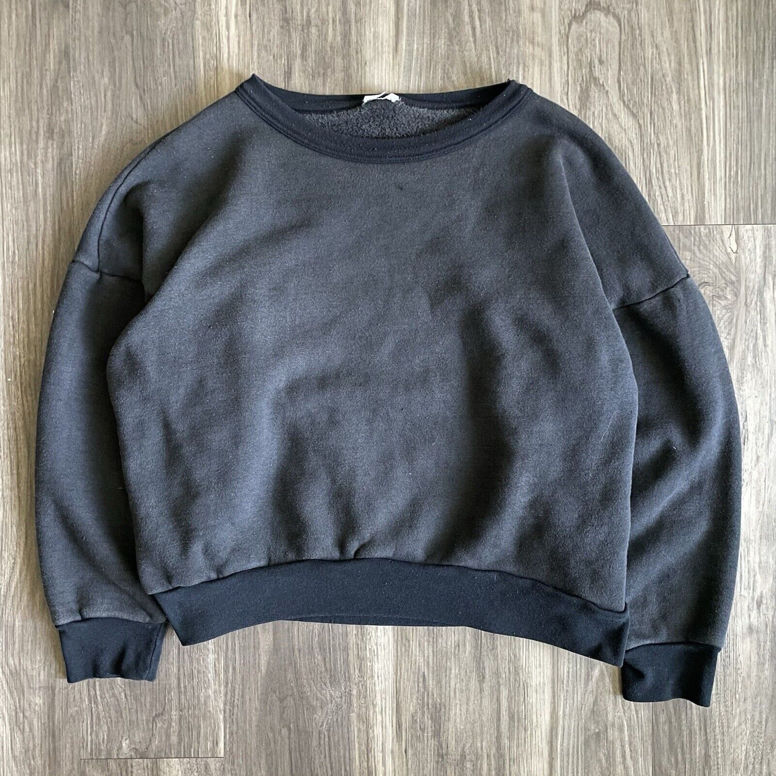Vintage Two Toned Crewneck Sweatshirt 1970s 1960s Black - Tops