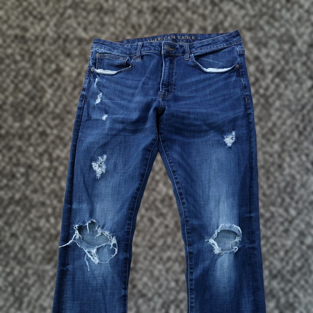 American Eagle Outfitters American Eagle Outfitters Jeans Slim 34x36 Blue Denim Distressed 5-Pocket Men’s Slim Fit Classic Straight Pant Size US 34 / EU 50 - 1 Thumbnail
