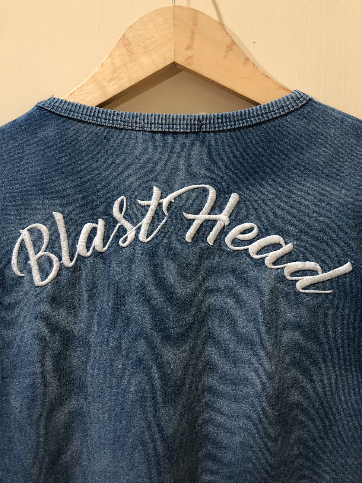 Japanese Brand Growth by Grail 3 Star Pocket Tee Denim Faded Details Style Size L / US 10 / IT 46 - 11 Thumbnail