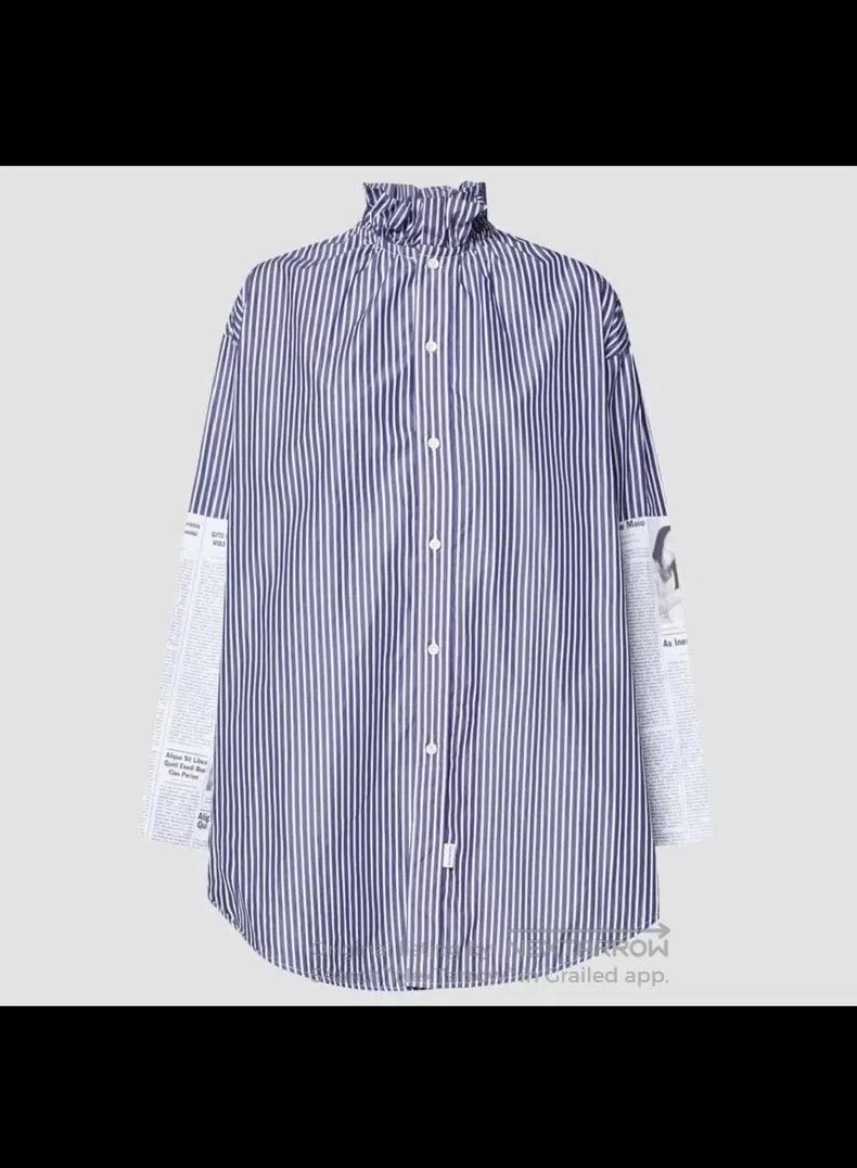 Balenciaga Balenciaga Navy and white striped shirt with newspaper pat Size XS / US 0-2 / IT 36-38 - 8 Thumbnail