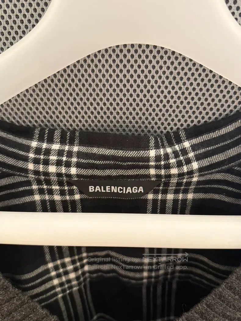 Balenciaga Balenciaga Grey Wheat Checkered Patchwork Sweater, Size S Size US S / EU 44-46 / 1 - 3 Thumbnail