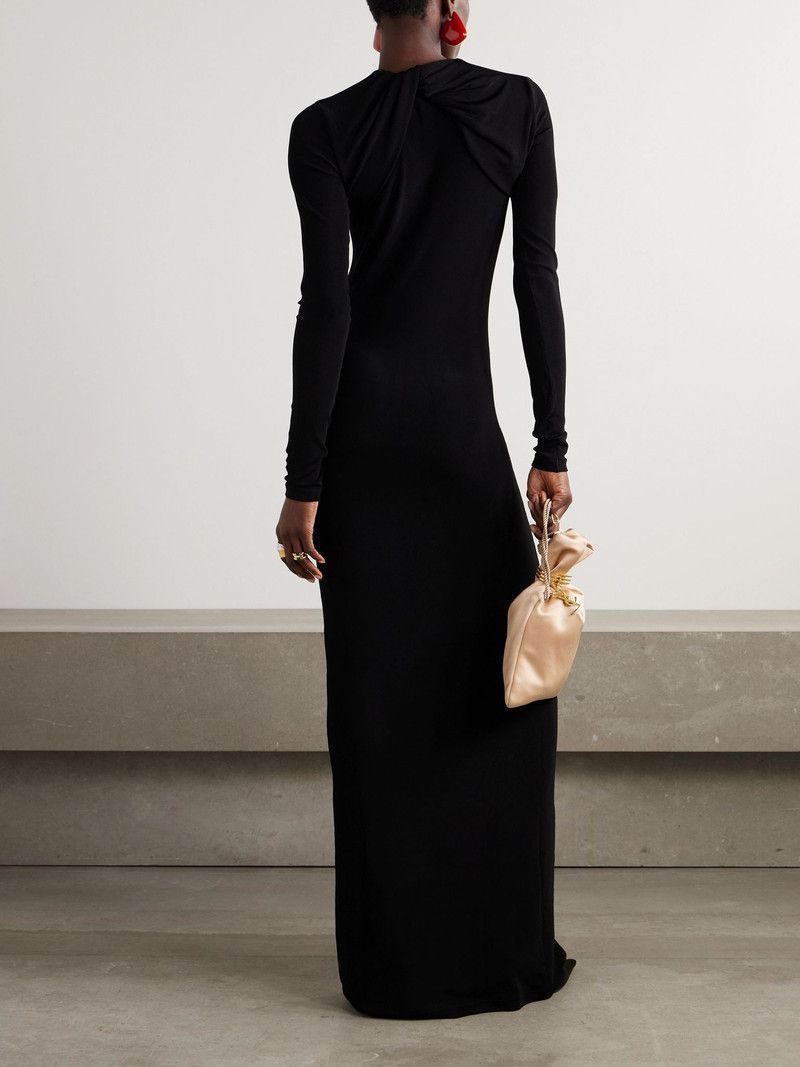 Saint Laurent Paris o1bcso1str1125 Robe Longue Twist Encolure in Black Size M / US 6-8 / IT 42-44 - 3 Thumbnail