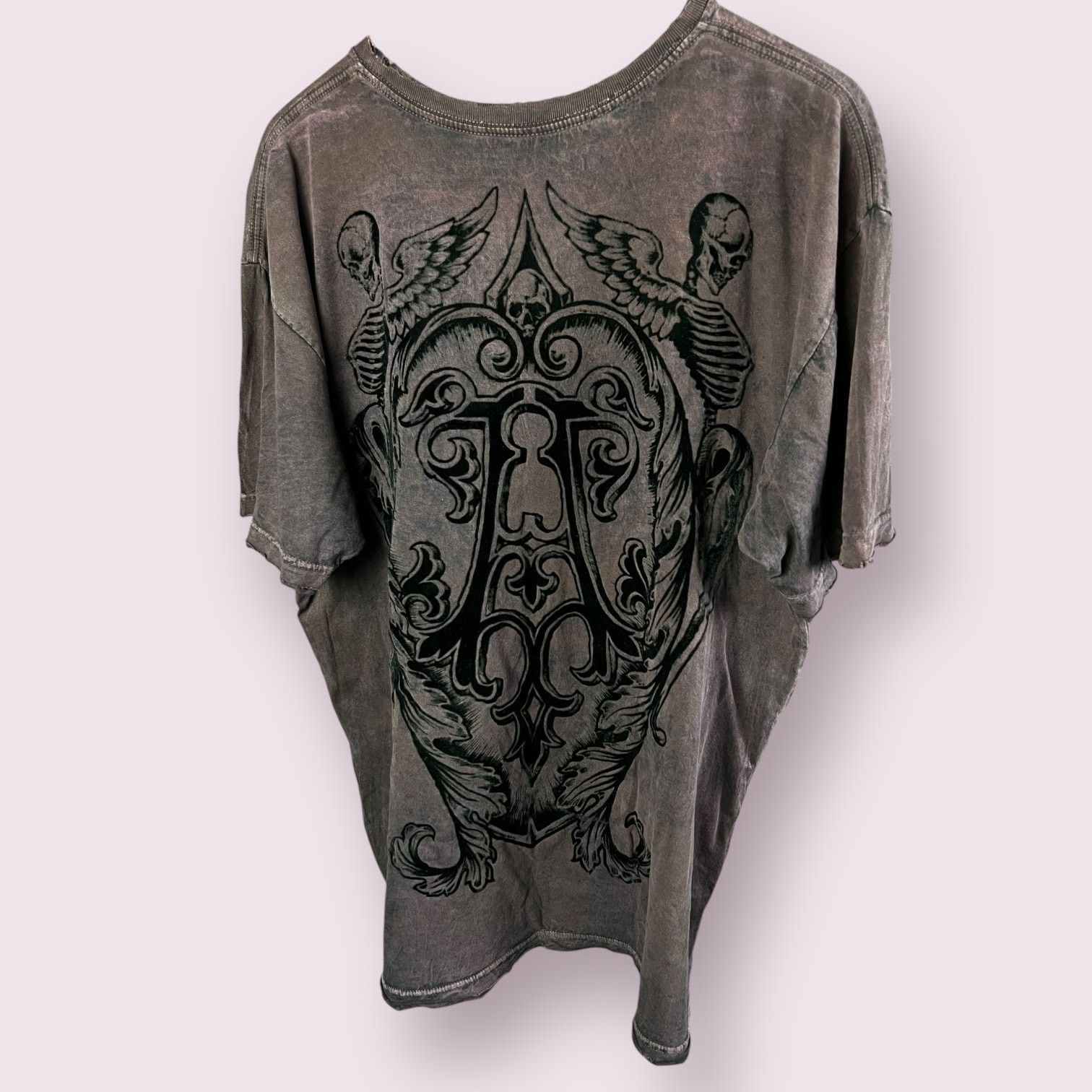 Affliction Men's AFFLICTION T-Shirt Sz XL Royalty Skulls Distressed Y2K Size US XL / EU 56 / 4 - 4 Thumbnail