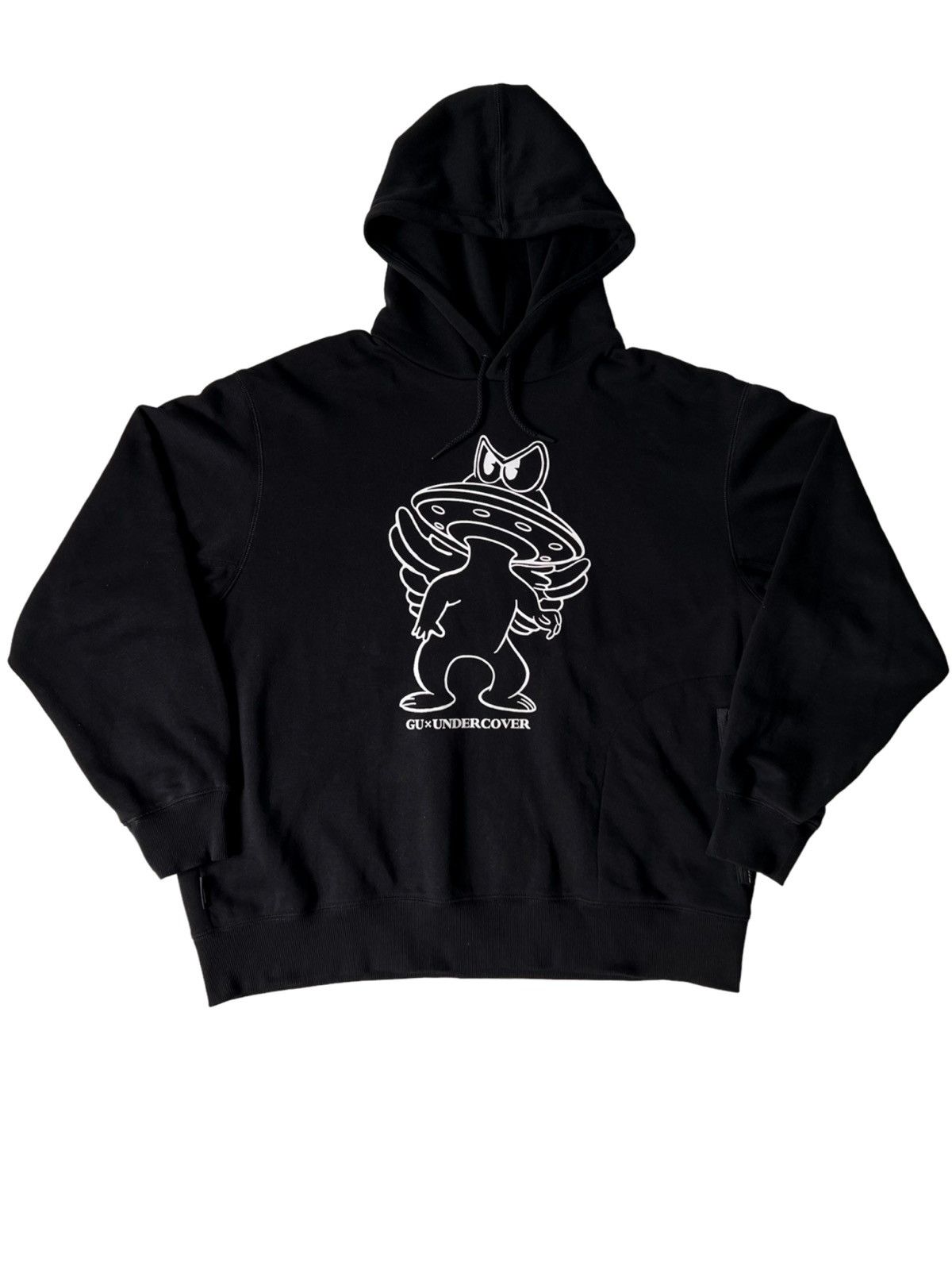 image of Gu X Undercover Print Hoodie in Black, Men's (Size XL)