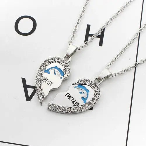 Other 2PCS Dolphin Heart Necklace Size ONE SIZE - 3 Thumbnail