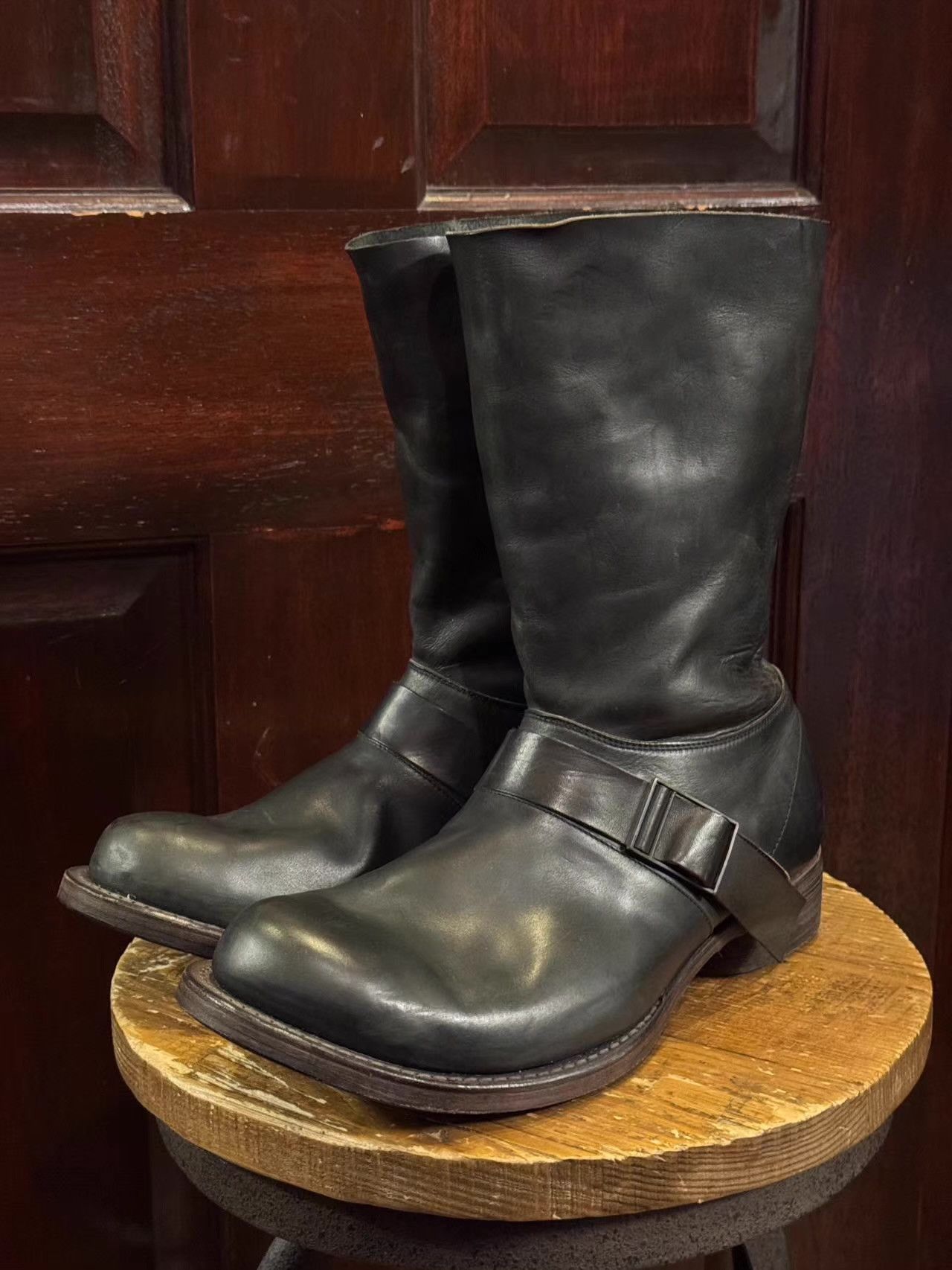 Devoa Devoa Black Buckle Engineer Boots, 100% Calfskin Q25 Size US 8 / EU 41 - 7 Thumbnail