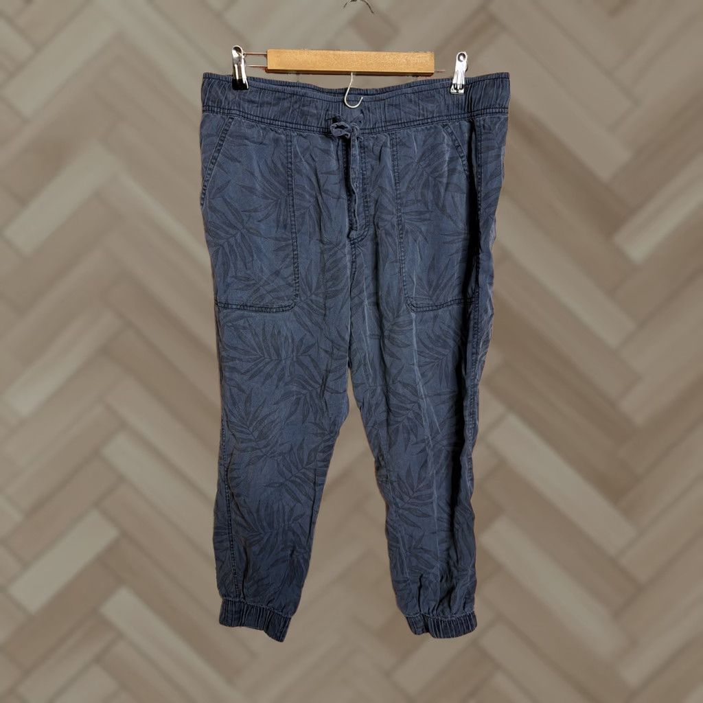 Orvis Orvis Womens Jogger Pants Size L Floral Hawaii Lyocell Elastic Waist Blue Tapered Spring Summer Size 36" / US 14 / IT 50 - 1 Thumbnail
