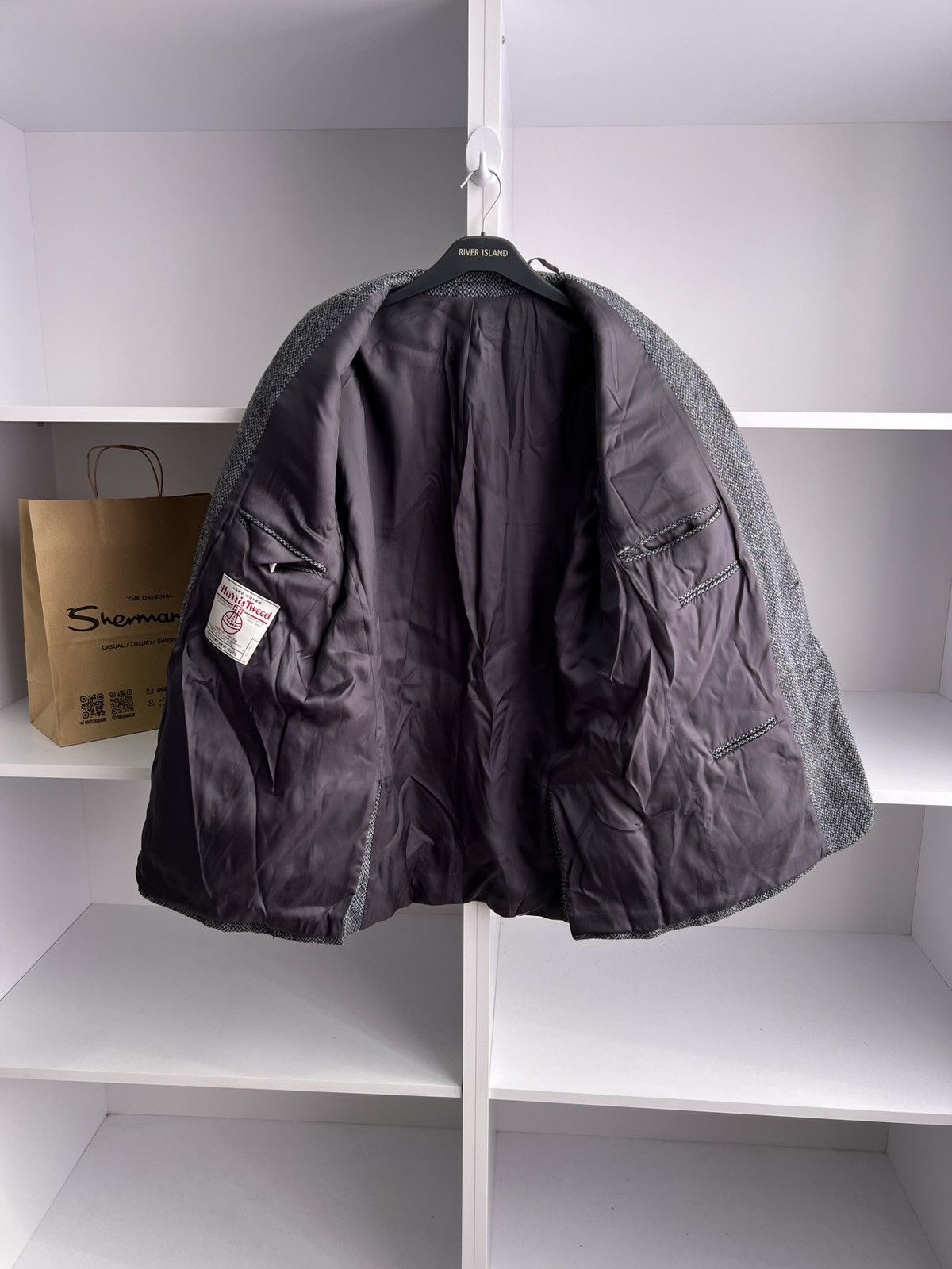 Harris Tweed × Vintage Vintage Harris Tweed Grey Blazer Size US L / EU 52-54 / 3 - 8 Thumbnail