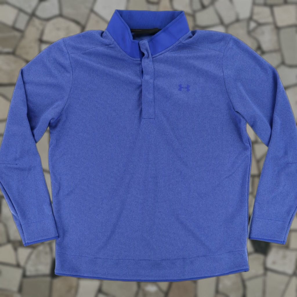 Under Armour Under Armour Golf Pullover 1/4 Snap Solid Mock Long Sleeve Sweatshirt Blue Men's 2XL Size US XXL / EU 58 / 5 - 1 Thumbnail