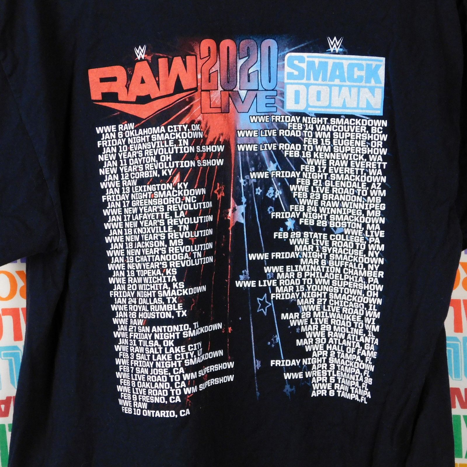 Fruit Of The Loom WWE Raw Smackdown 2020 Live Tour T Shirt Size L Double Sided Size US L / EU 52-54 / 3 - 5 Thumbnail