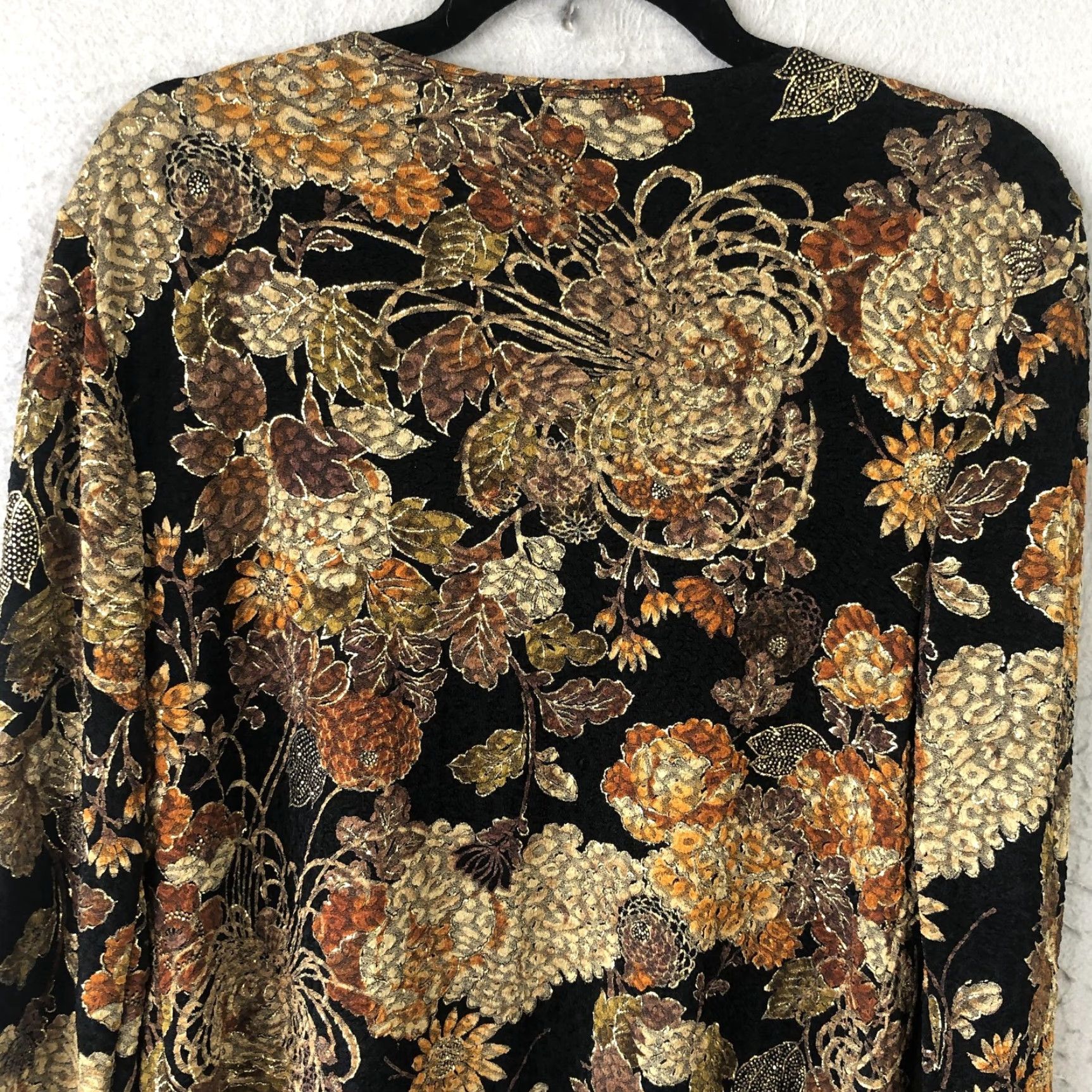 Vintage MSK Jacket Womens M Black Floral Brocade Beaded Fringe Evening Made in USA Size M / US 6-8 / IT 42-44 - 7 Thumbnail