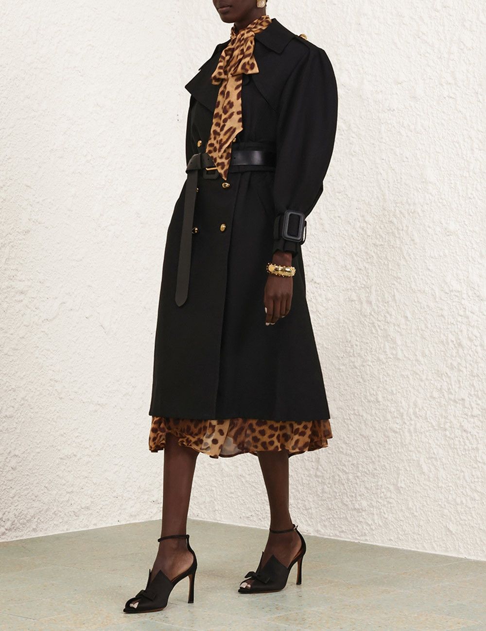 Zimmermann oc11z0925 Crush Tie Neck Midi Dress in Leopard Size L / US 10 / IT 46 - 6 Thumbnail