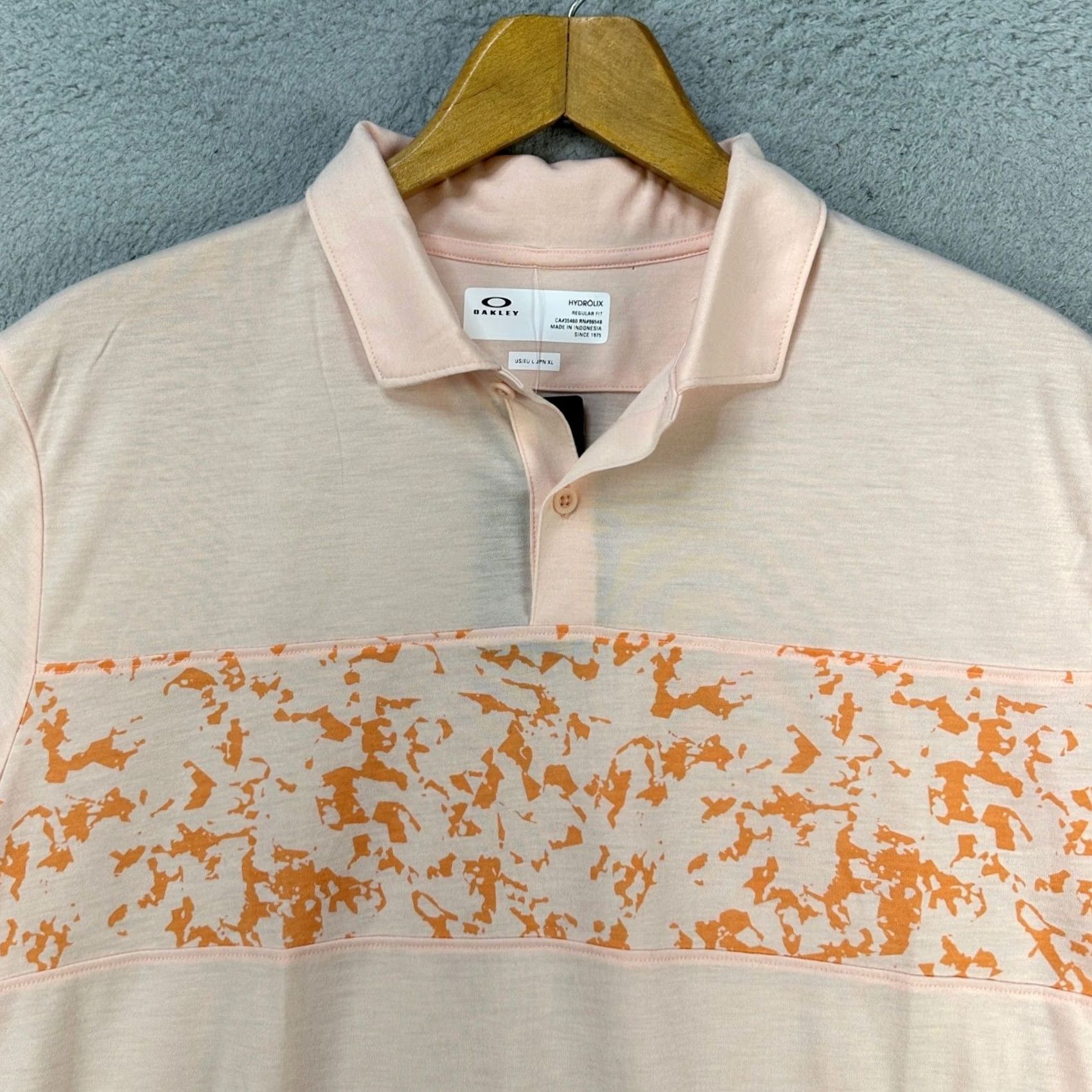 Oakley Oakley Hydrolix Polo Shirt Mens Golf Shirt Short Sleeve Large Orange Pastel Rugby Performance NEW Size US L / EU 52-54 / 3 - 2 Thumbnail