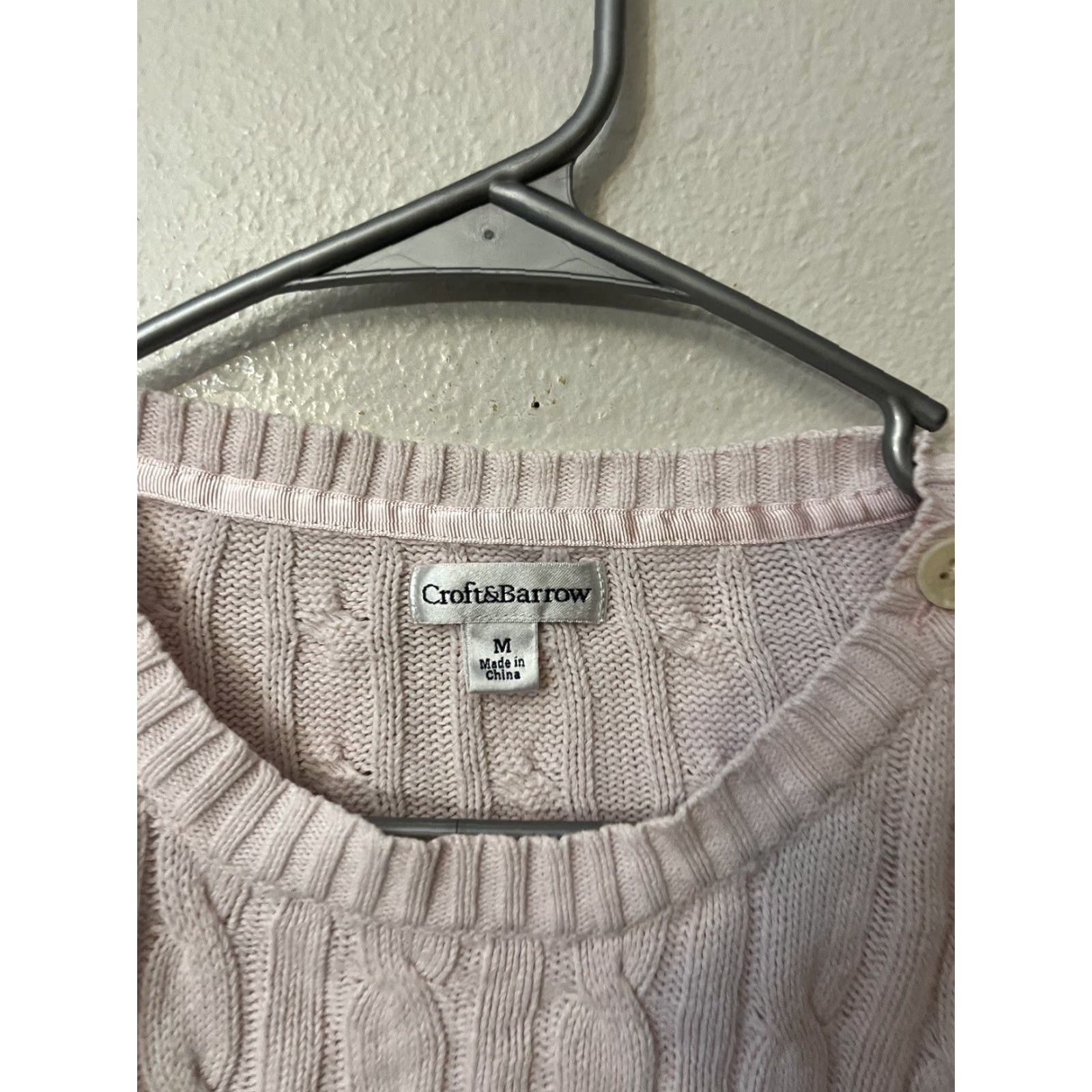 Croft & Barrow Croft & Barrow Women's Pink Crew Neck Cable Knit Sweater M Shirt? Size M / US 6-8 / IT 42-44 - 2 Thumbnail