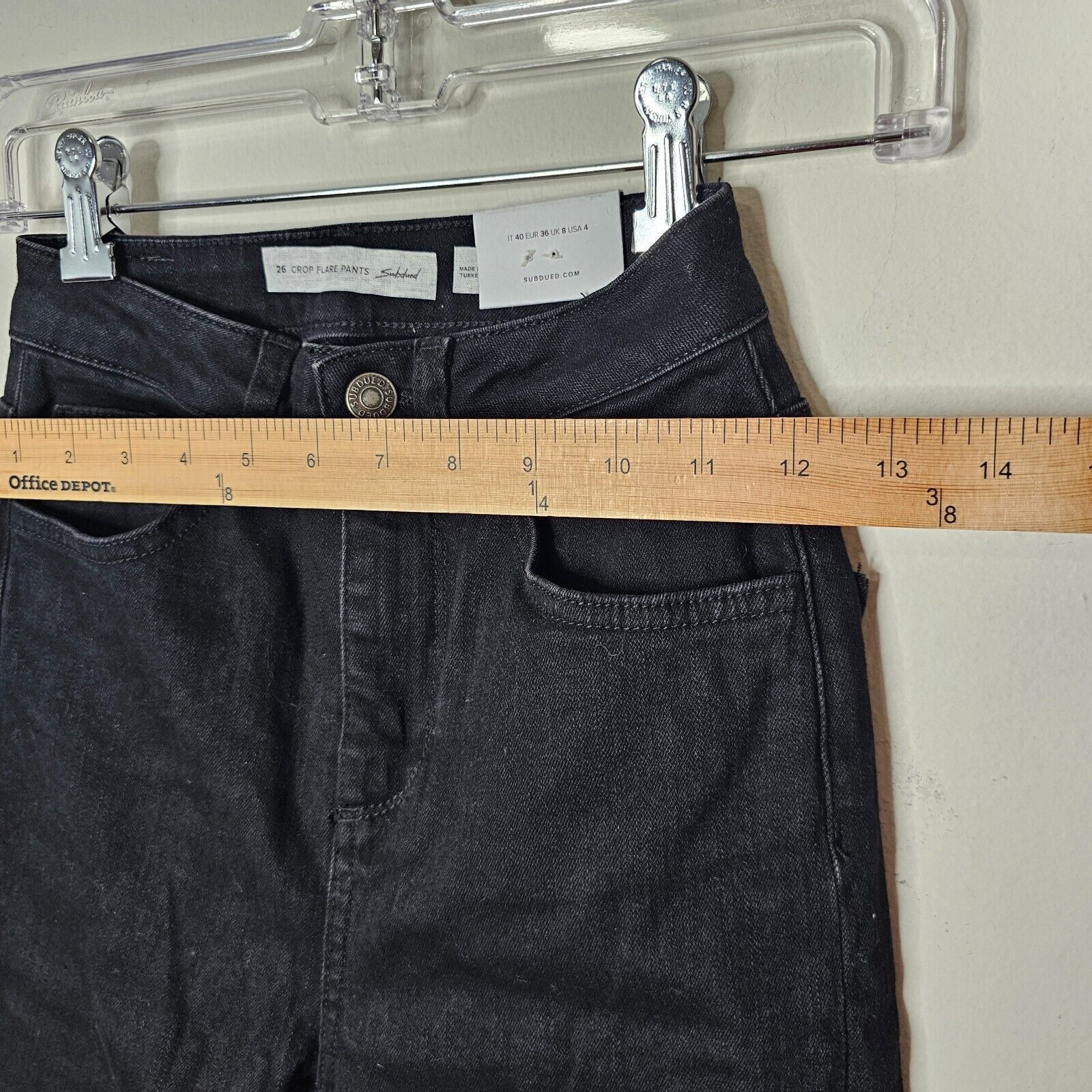 Other Subdued Black Crop Flare Button Fly Raw Hem White Flame 26 Size 26" / US 2 / IT 38 - 9 Thumbnail
