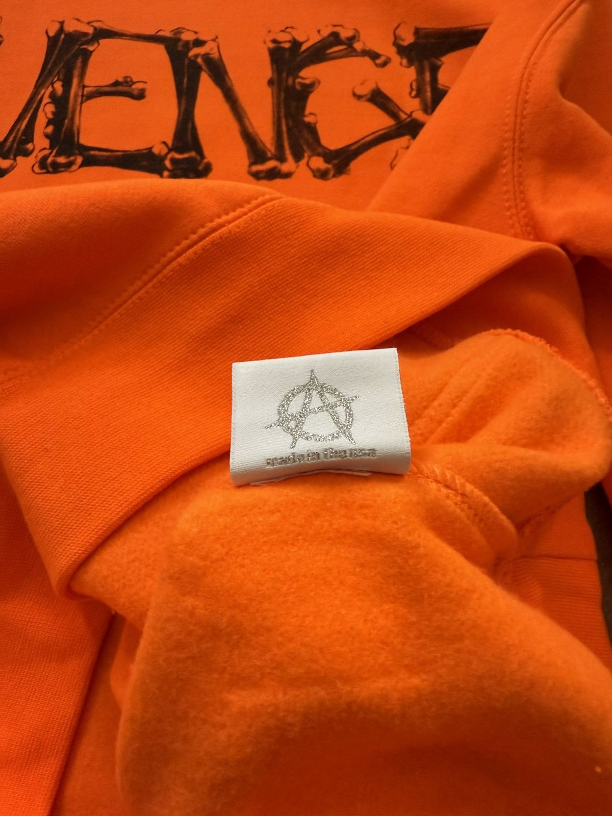 Revenge factory Orange Durk Bones Hoodie - Small