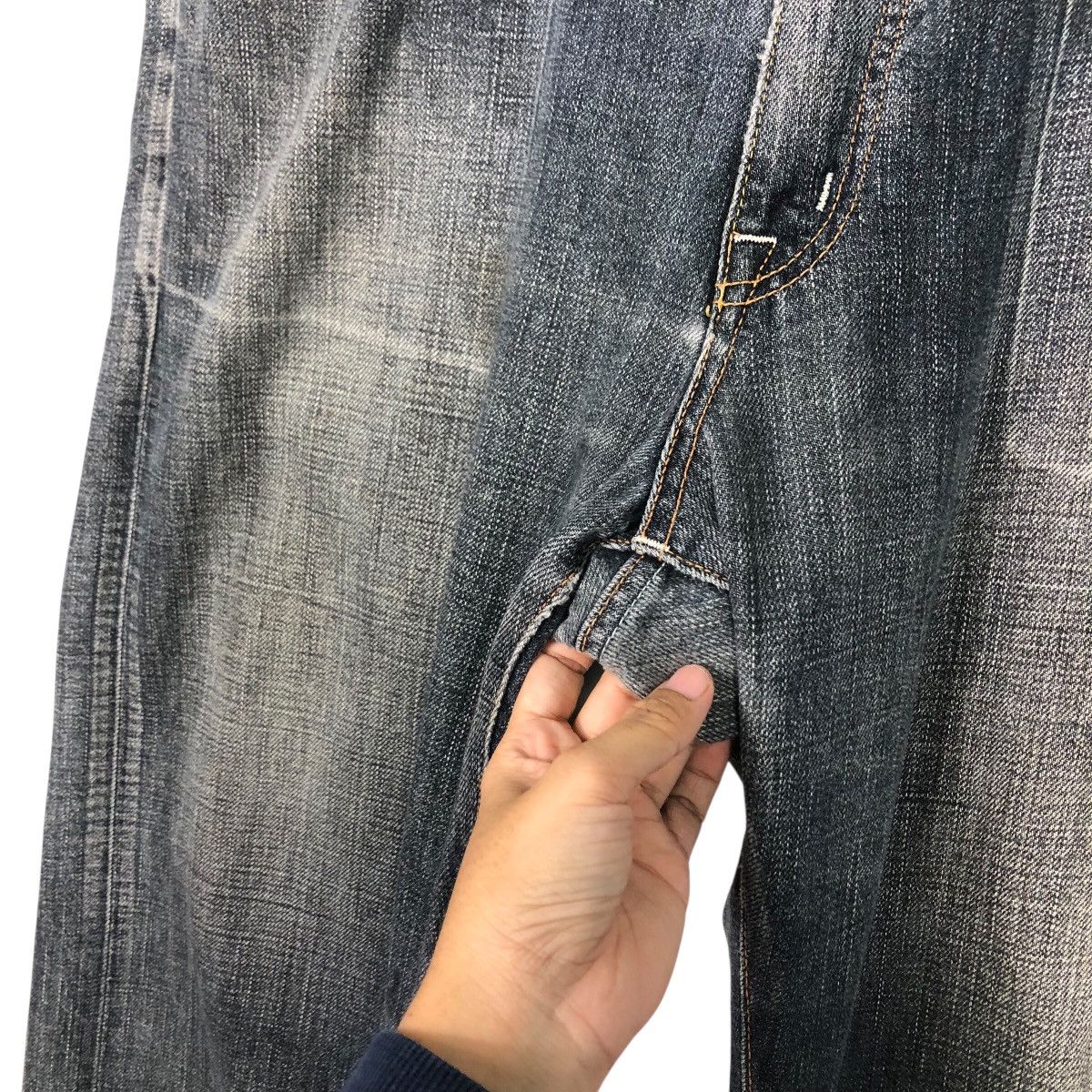 Japanese Brand Edwin Dark Wash Straight Leg Jeans Faded Denim Workwear Size US 40 / EU 56 - 18 Thumbnail