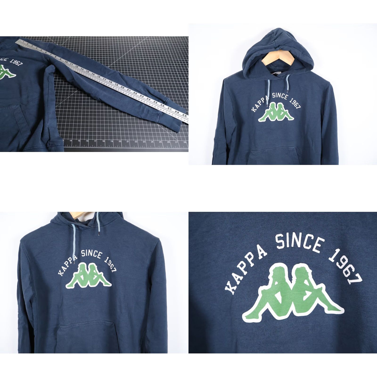 Kappa VINTAGE Kappa Hoodie Women's Medium Dark Blue Sweatshirt Pullover Drawstring Skater Logo Size M / US 6-8 / IT 42-44 - 8 Thumbnail