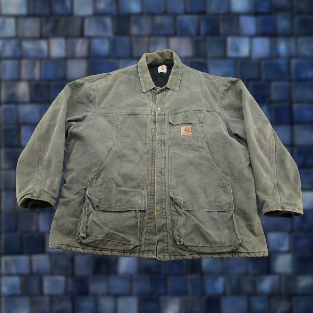 Carhartt VINTAGE Carhartt Coat Overcoat 2XL Mens Green 90s Insulated Canvas Long Jacket/Coat Mens Size US XXL / EU 58 / 5 - 1 Thumbnail