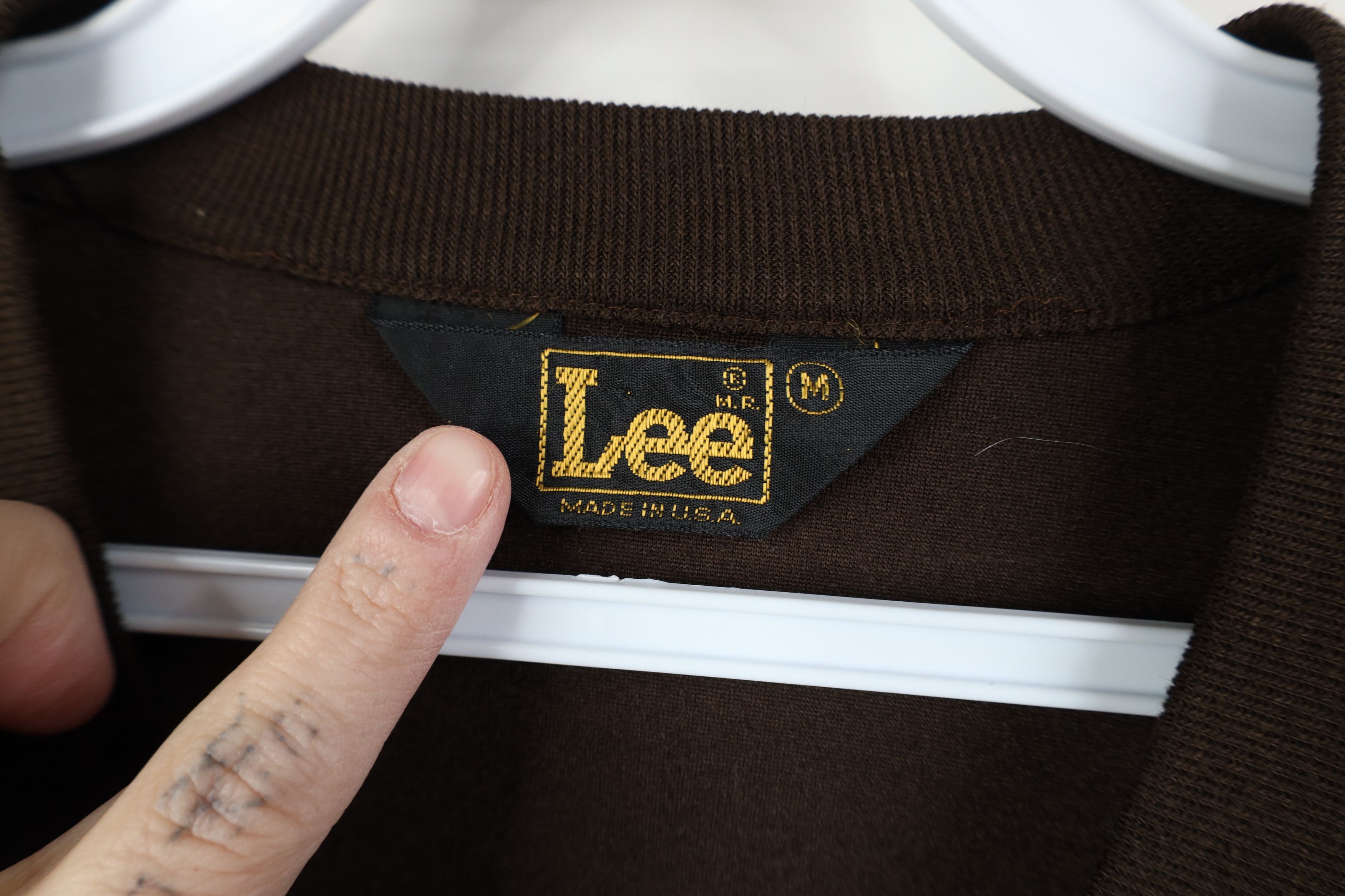 Lee Vintage 70s Lee Blank Velour Fleece V-Neck Sweater Brown USA Size US M / EU 48-50 / 2 - 5 Thumbnail
