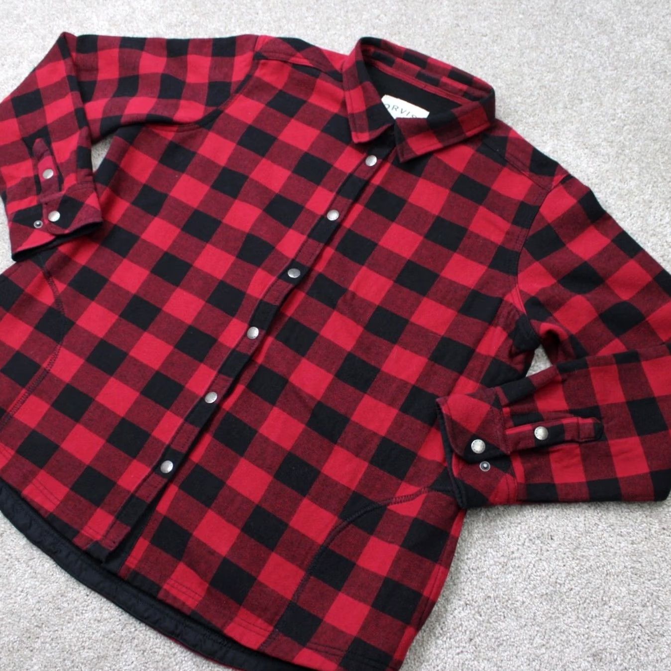 Orvis Orvis Pinnacle Shacket Womens 2XL Red/Black Buffalo Plaid L/S Shirt Size XXL / US 16-18 / IT 52-54 - 3 Thumbnail
