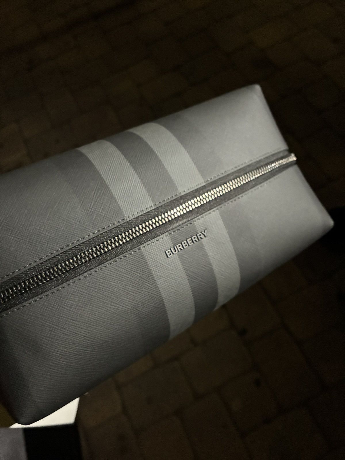 Burberry Burberry Mens Charcoal Check Travel Zip Bag Size ONE SIZE - 3 Thumbnail
