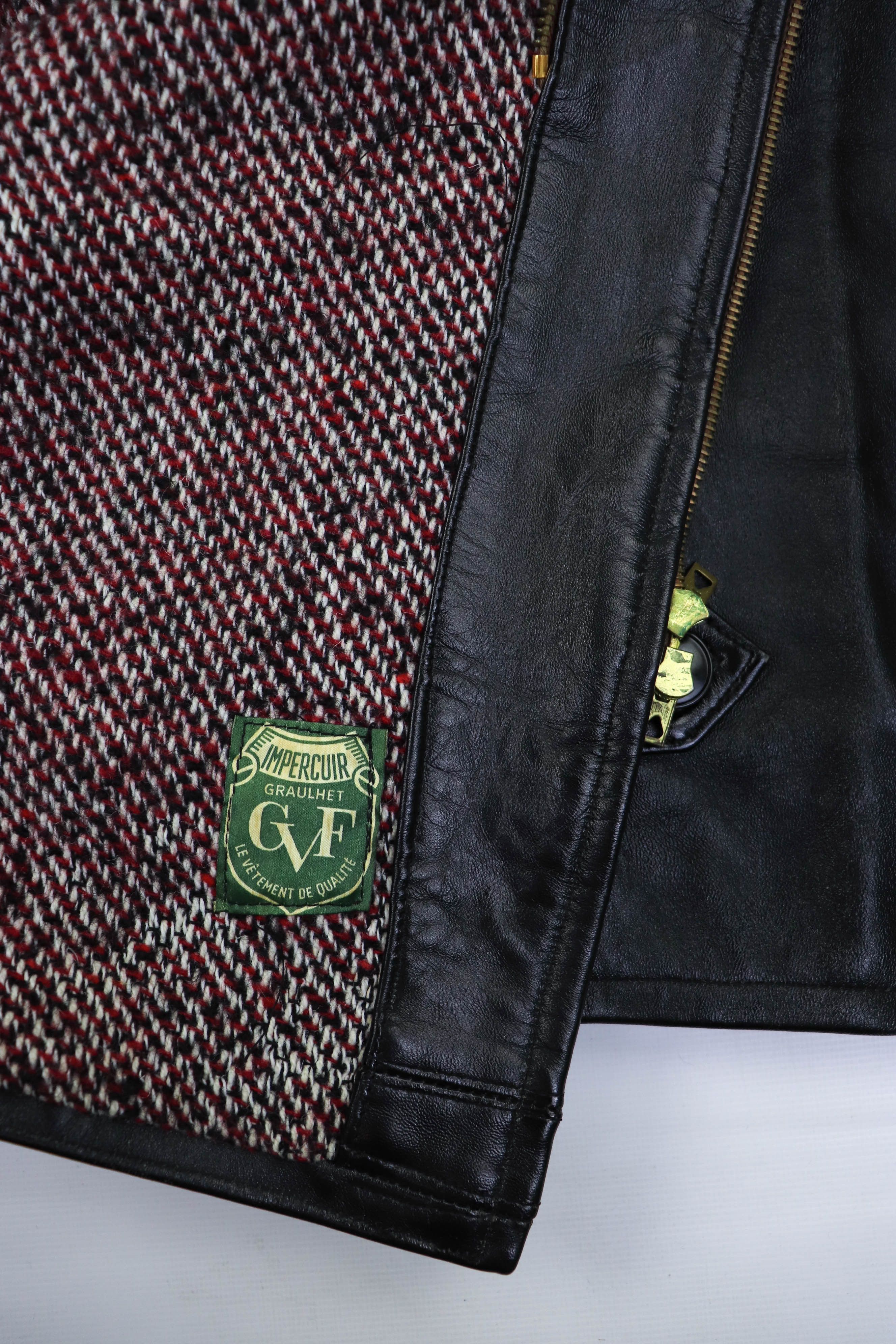 Vintage 60-70s Vintage Graulhet Impercuir French Leather Jacket Coat Size US XL / EU 56 / 4 - 17 Thumbnail