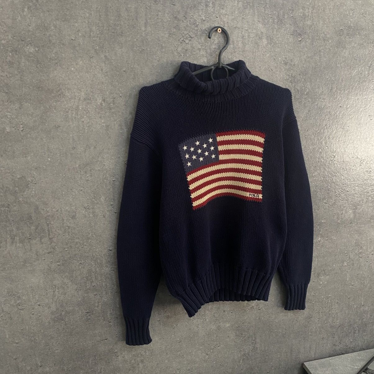 Polo Ralph Lauren Vintage Polo Ralph Lauren Turtleneck USA Flag Sweater Knited Size US S / EU 44-46 / 1 - 3 Thumbnail