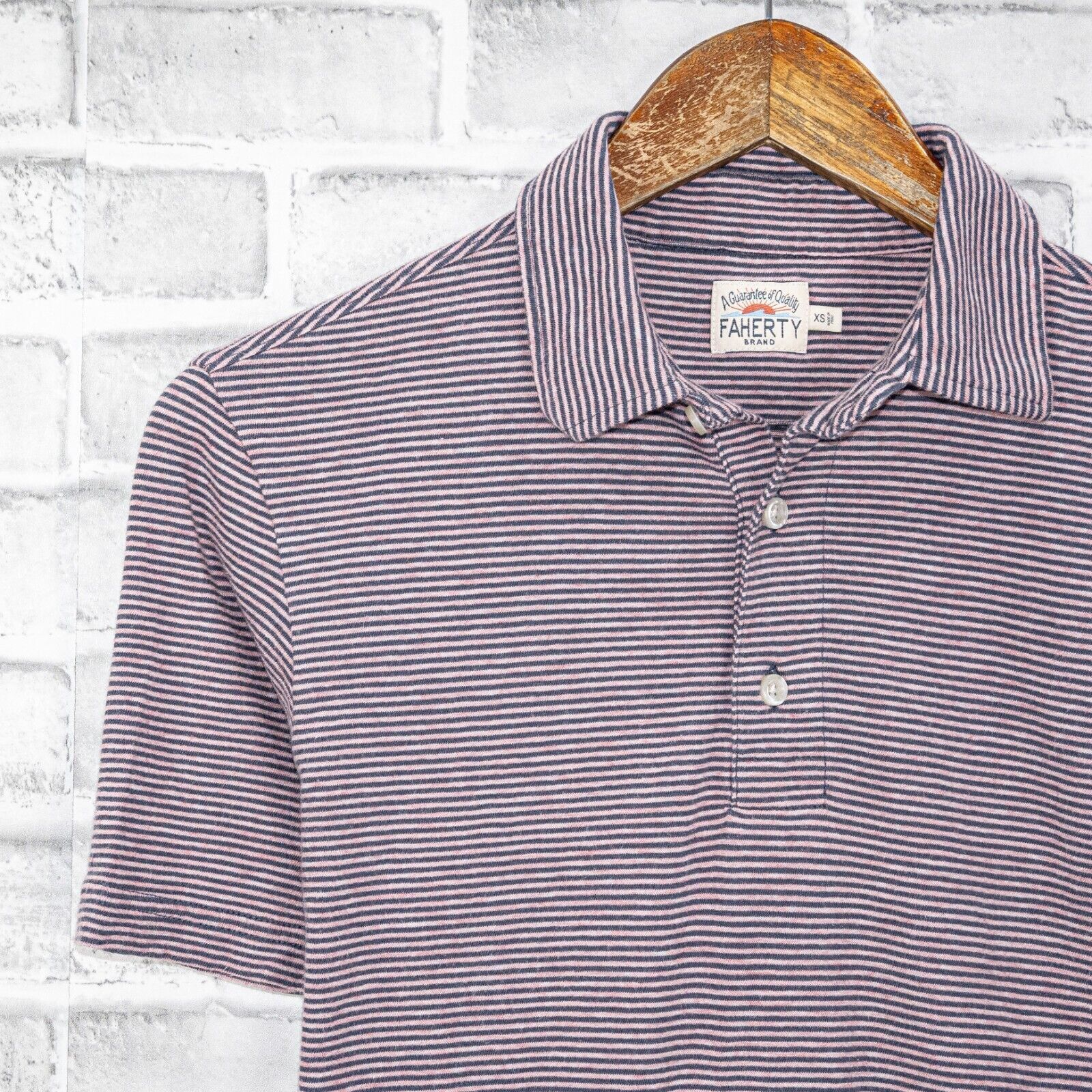 Faherty FAHERTY Men's Short Sleeve Polo Shirt Purple Blue Striped Size US XS / EU 42 / 0 - 4 Thumbnail