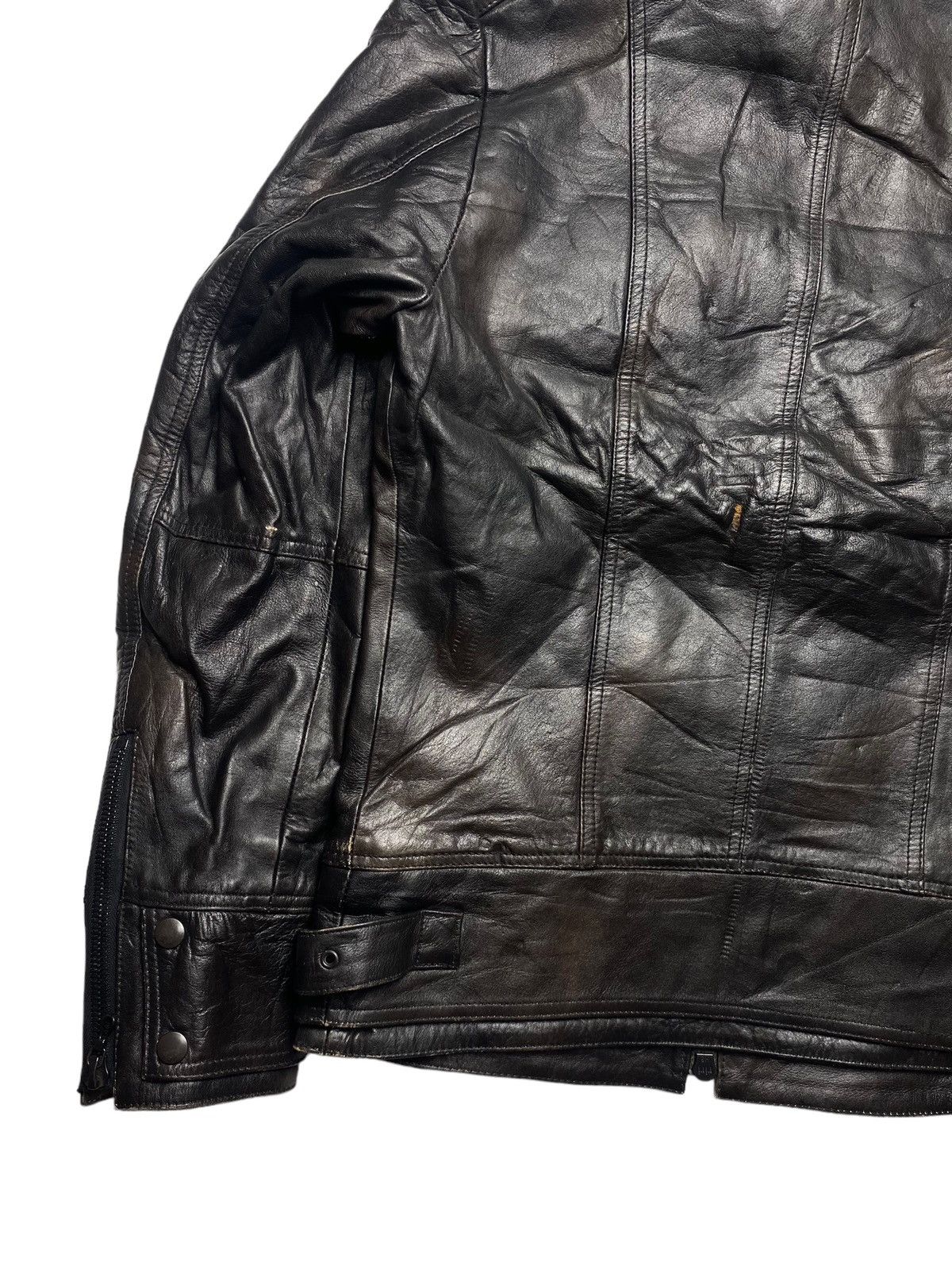Japanese Brand 2000s Shellac - Burned Leather Biker Jacket Size US M / EU 48-50 / 2 - 8 Thumbnail