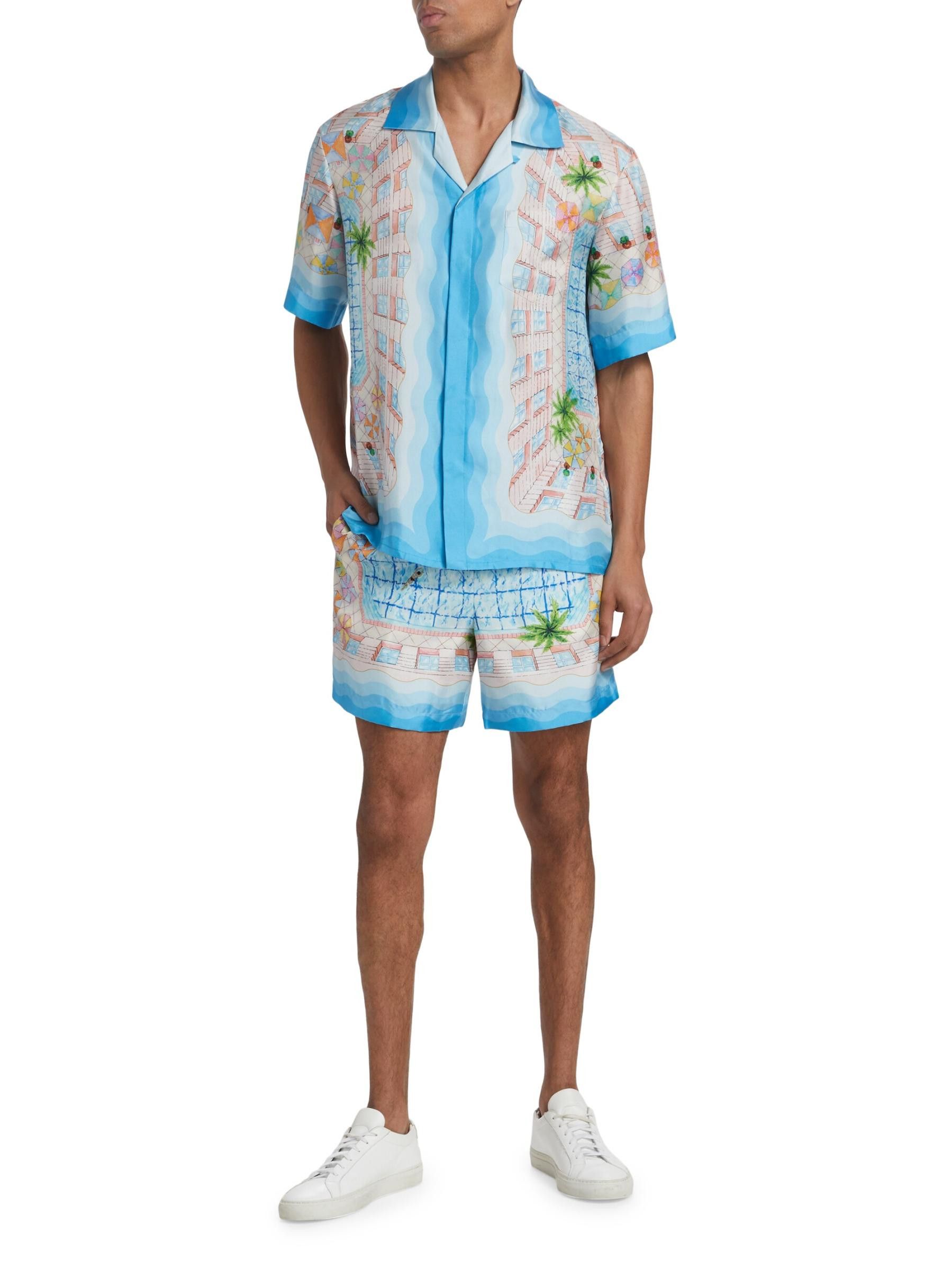 Casablanca os11x0725 The Dive Graphic Silk Camp Shirt in Multicolor Size US XL / EU 56 / 4 - 7 Thumbnail