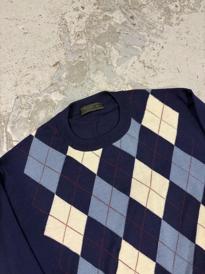 Prada FW2018 Prada Navy Argyle Wool Sweater Size US S / EU 44-46 / 1 - 5 Thumbnail