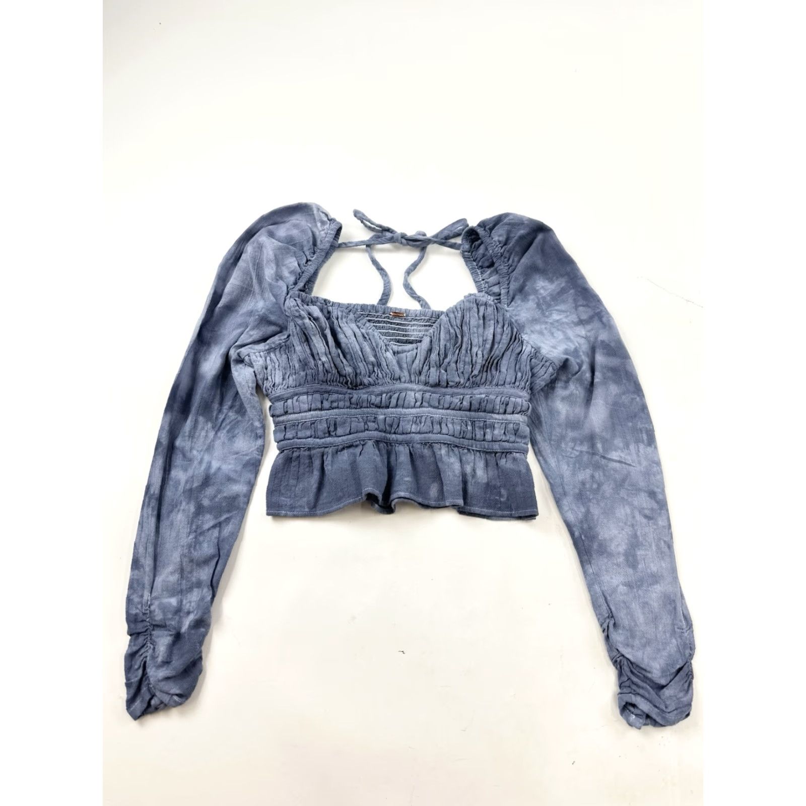 Free People VINTAGE Free People Shirt Women’s M Blue Tie Dye Boho Peasant Blouse Top Size M / US 6-8 / IT 42-44 - 2 Thumbnail