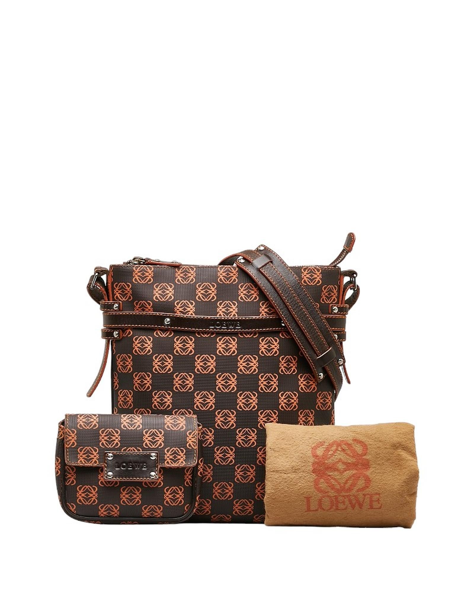 image of Loewe Anagram Canvas Crossbody Bag - Ab Condition in Brown, Women's