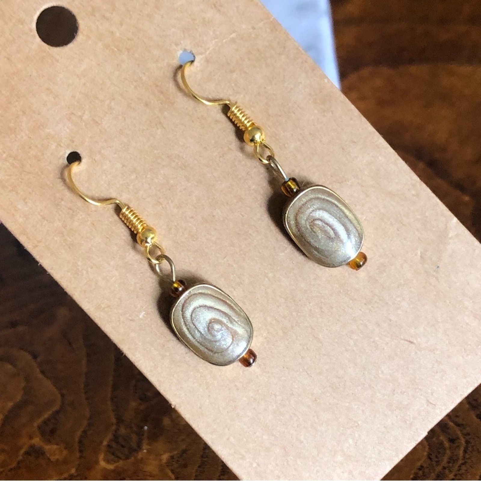 Handmade Handcrafted swirl enamel dangle earrings Size ONE SIZE - 1 Thumbnail