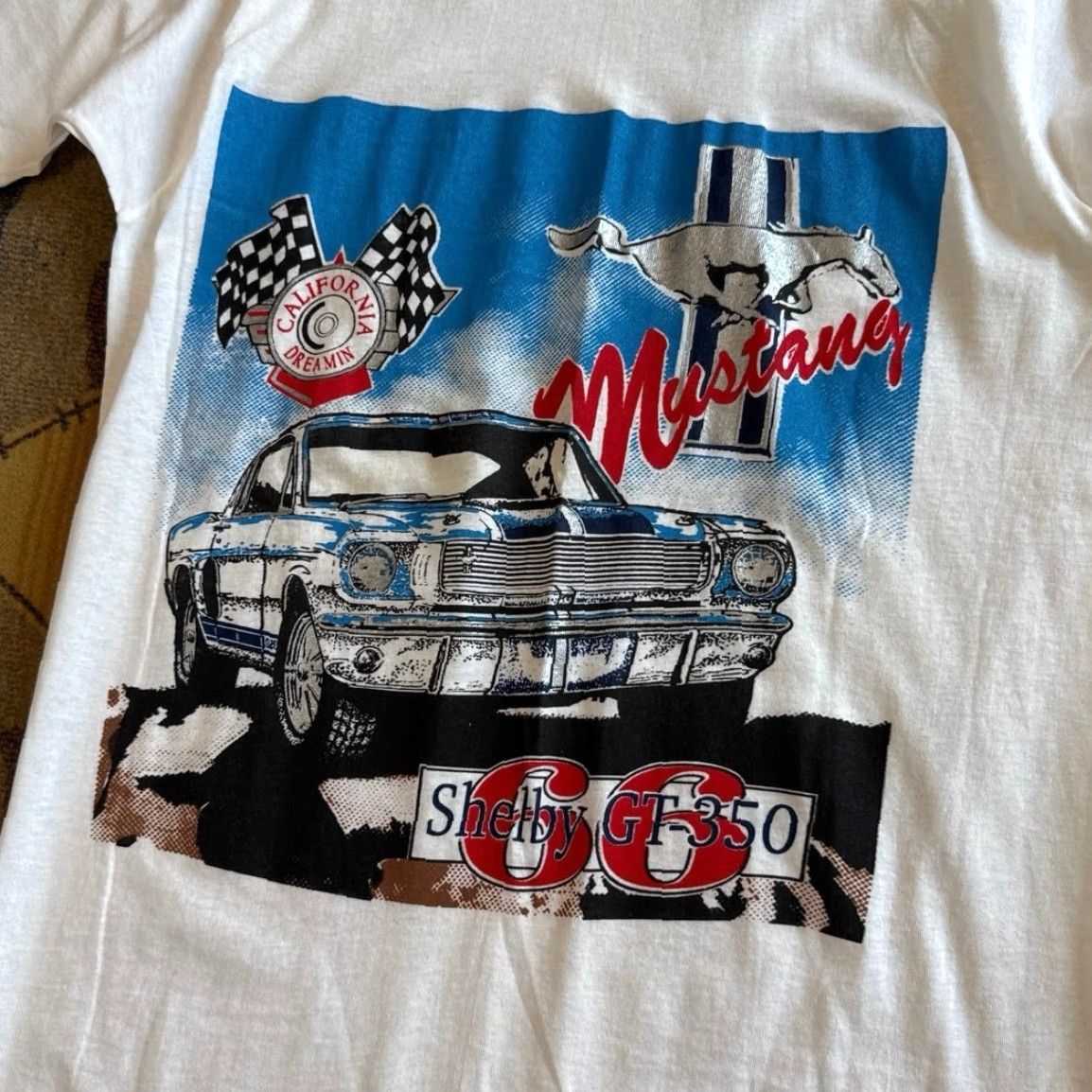 Vintage VINTAGE 80s Mustang Shelby GT-350 Muscle Car T-Shirt Size L White Screen Stars Short Sleeve Men Size US L / EU 52-54 / 3 - 2 Thumbnail