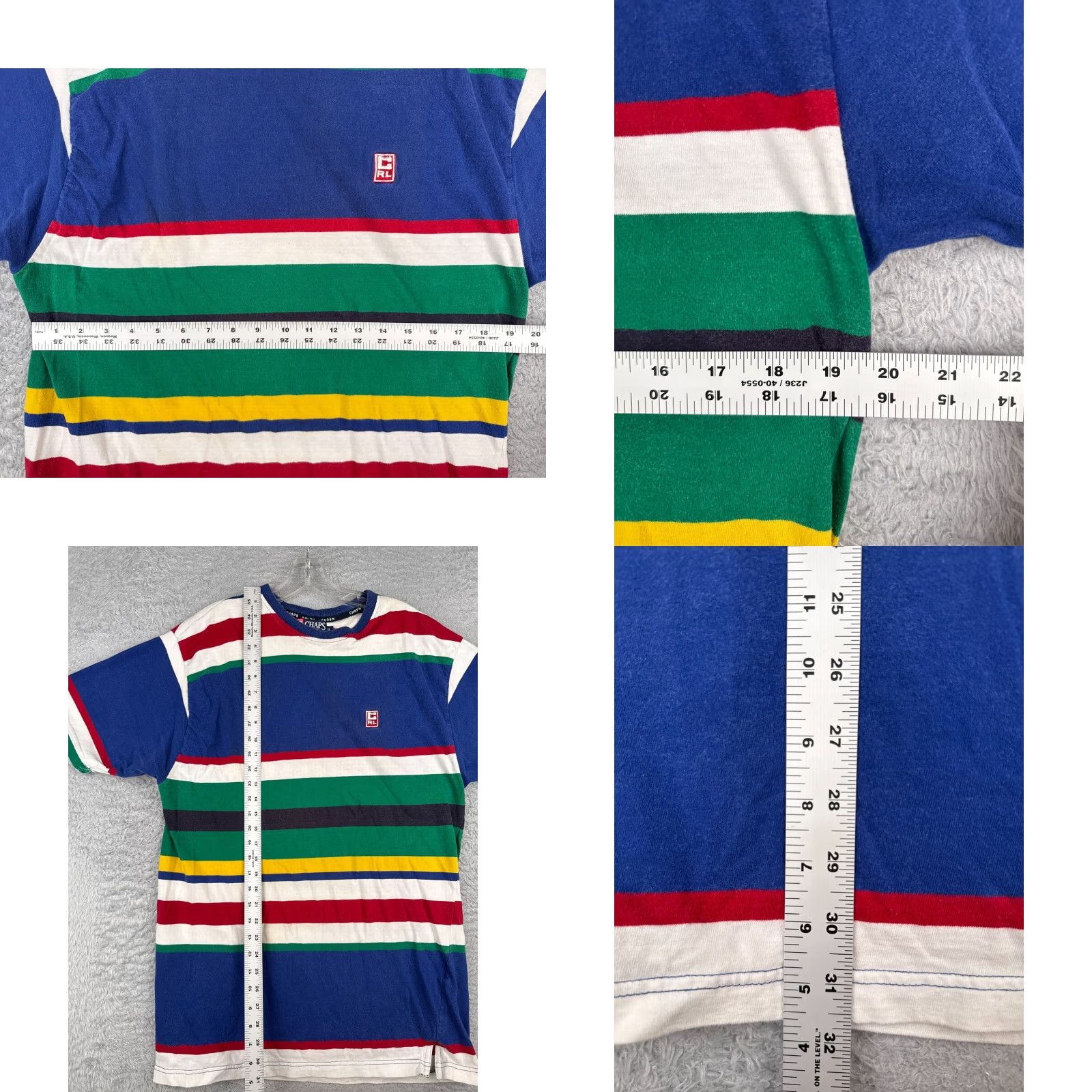 Chaps VINTAGE Chaps Ralph Lauren Shirt Men XL Blue Red Stripe Crew Neck 100% Cotton T-Shirt Logo All Seasons Size US XL / EU 56 / 4 - 8 Thumbnail