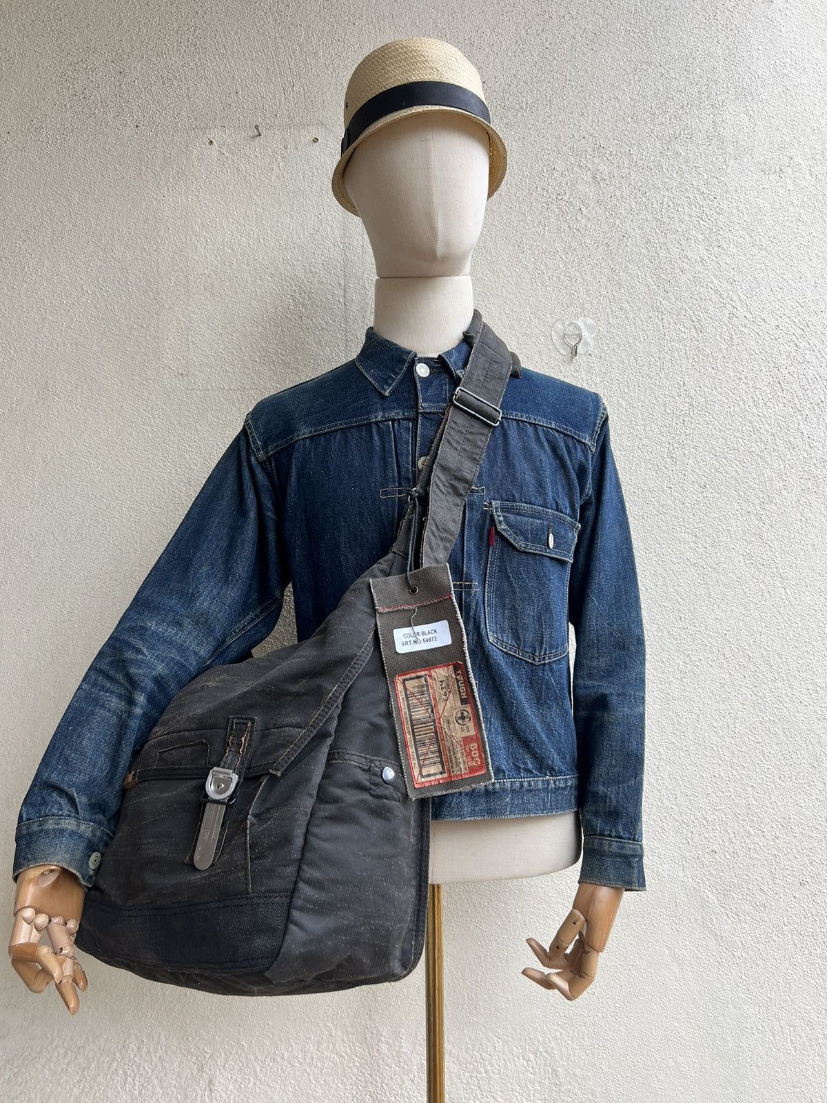 Vintage RARE! Vintage Tough Jeans Military Distress Wax Large Bag Size ONE SIZE - 6 Thumbnail