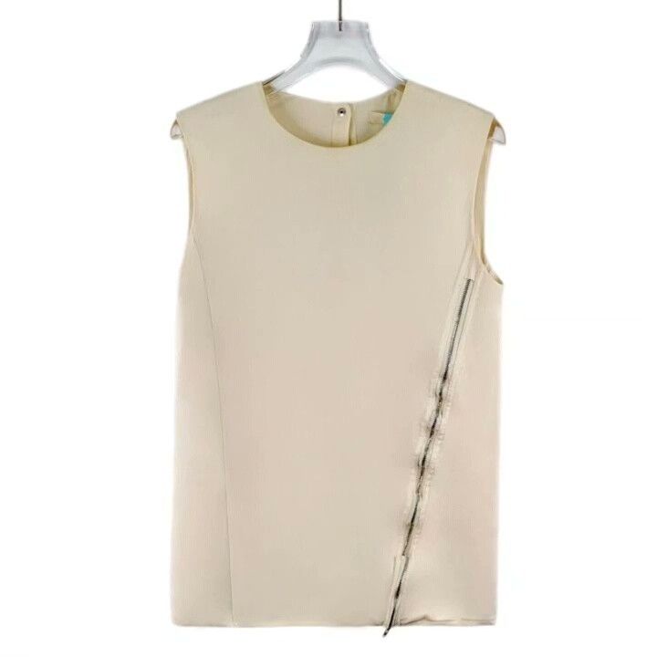 Celine Celine Nude Silk Zip Sleeveless Top Size XXS / US 00 / IT 34 - 1 Thumbnail