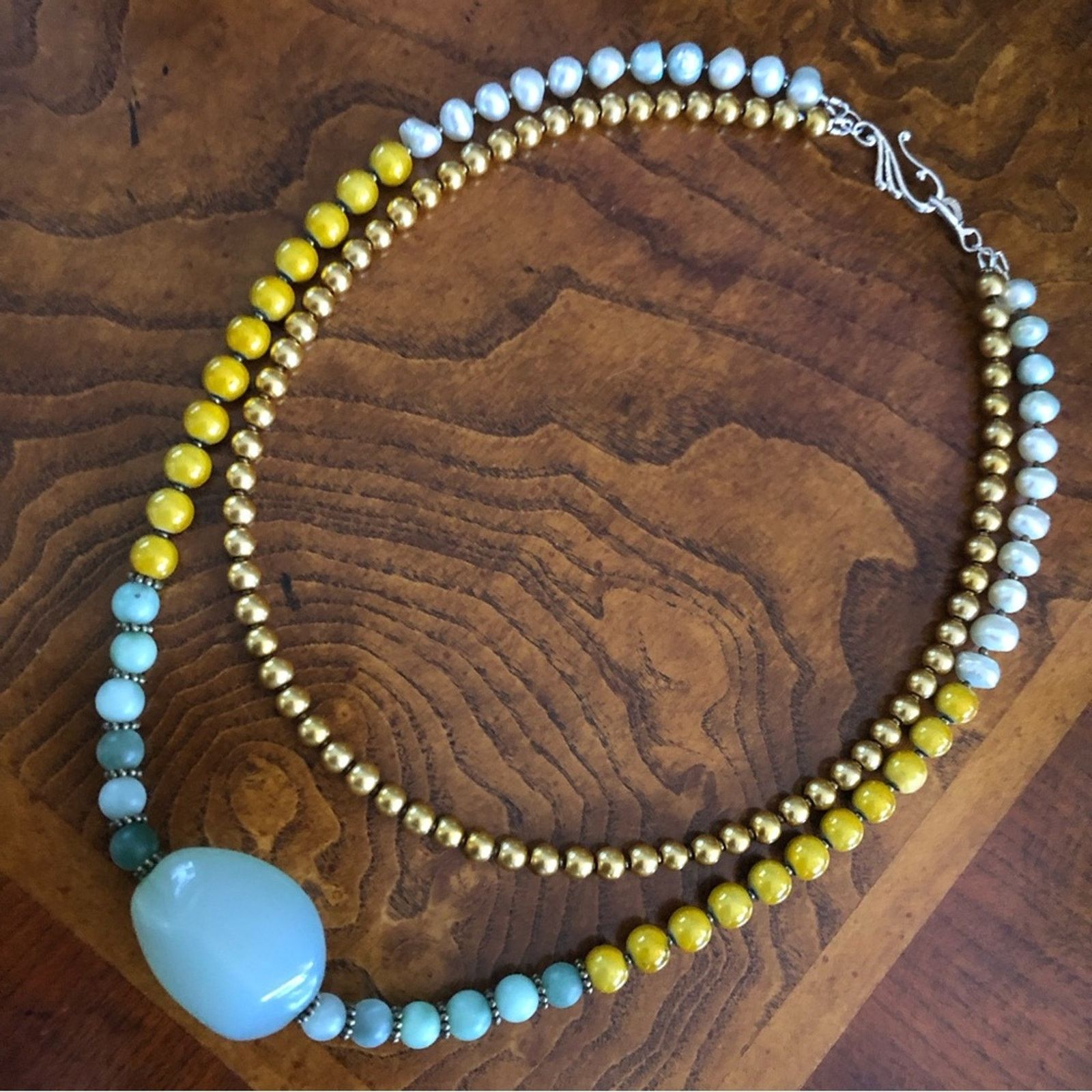 Handmade Handcrafted repurpose double strand mixed bead Pearl necklac Size ONE SIZE - 8 Thumbnail