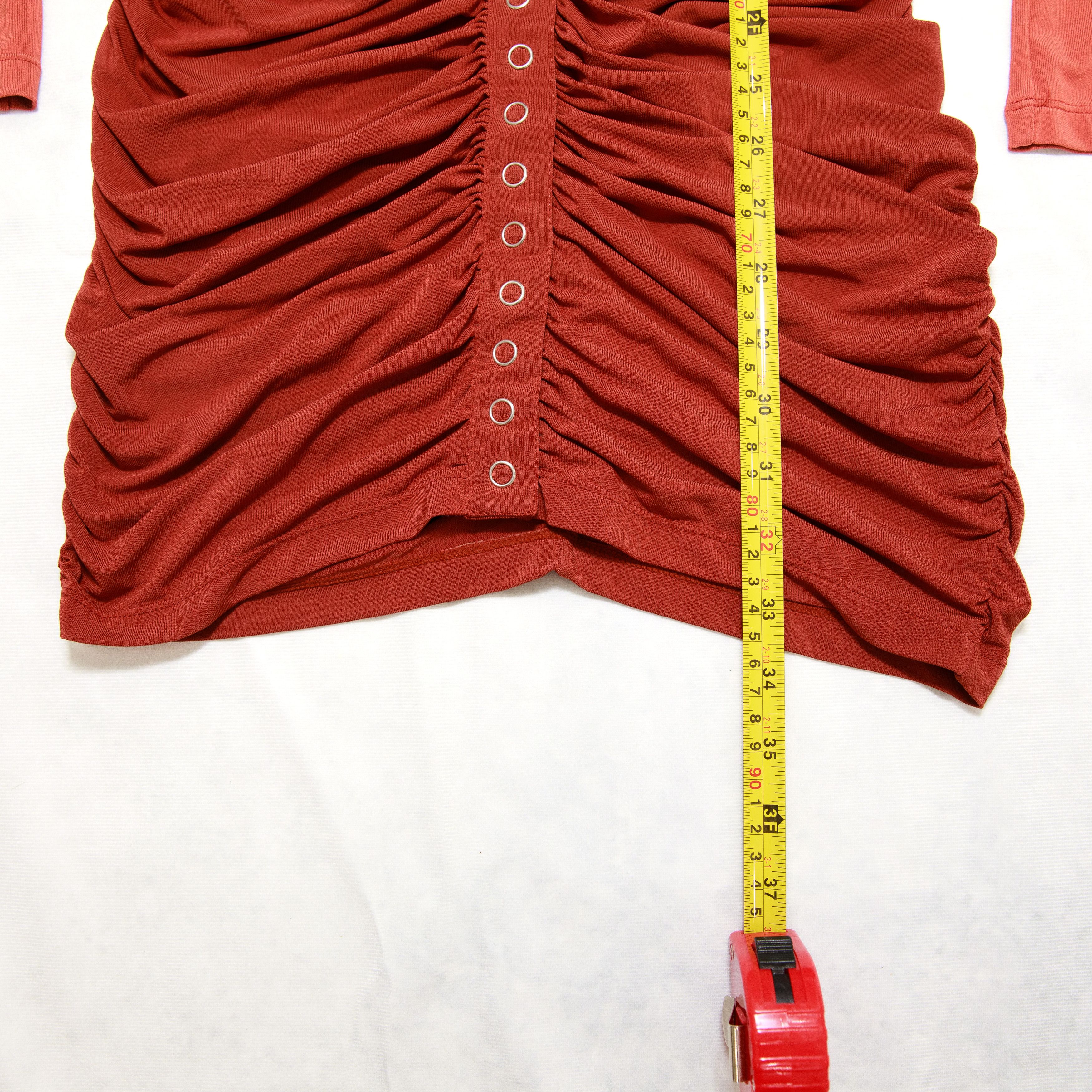 A.L.C. A.L.C. Larsen Brown Ruched Long Sleeve Minidress Buttons XS Size XS / US 0-2 / IT 36-38 - 5 Thumbnail