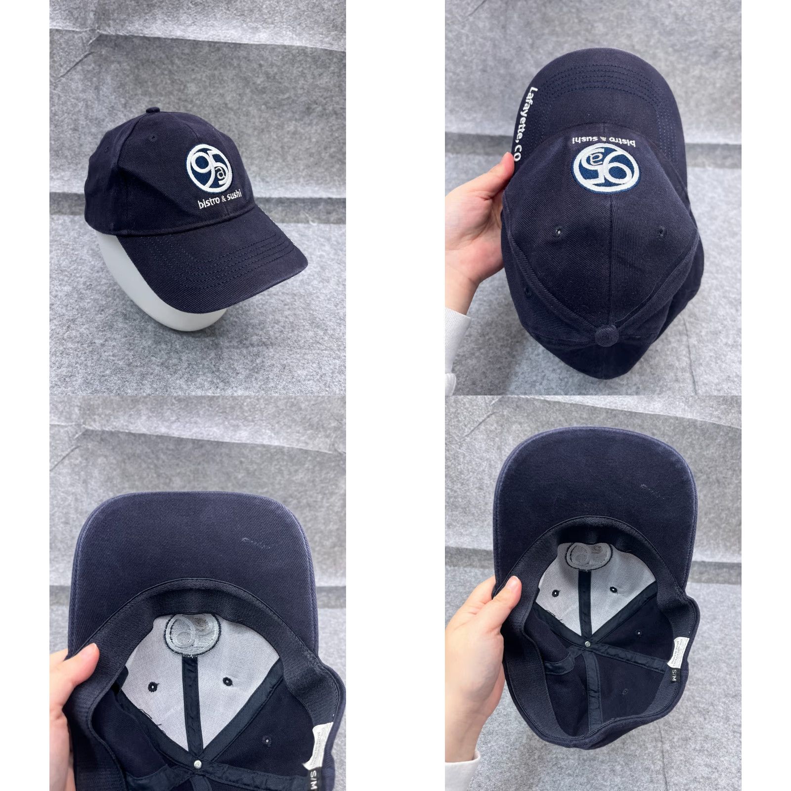 Vintage 95a Bistro & Sushi Hat Cap Fitted Adult Medium Blue Cotton Blend Workwear Size ONE SIZE - 8 Thumbnail