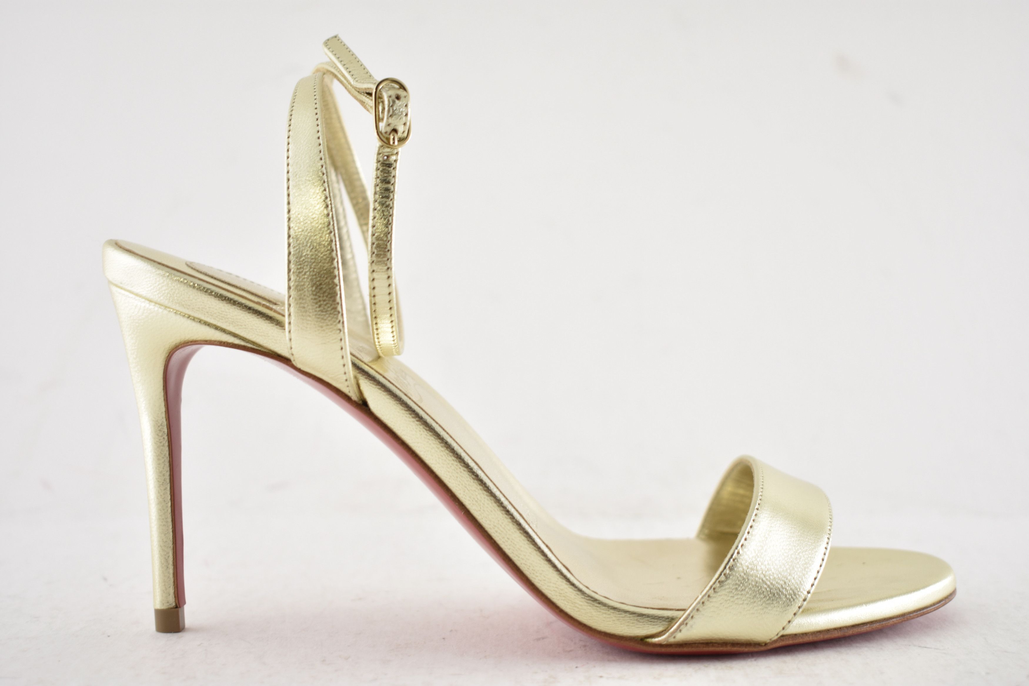 Christian Louboutin Loubigirl 85 Platine Gold Ankle Strap Sandal Heel Pump 41 Size US 11 / IT 41 - 2 Thumbnail