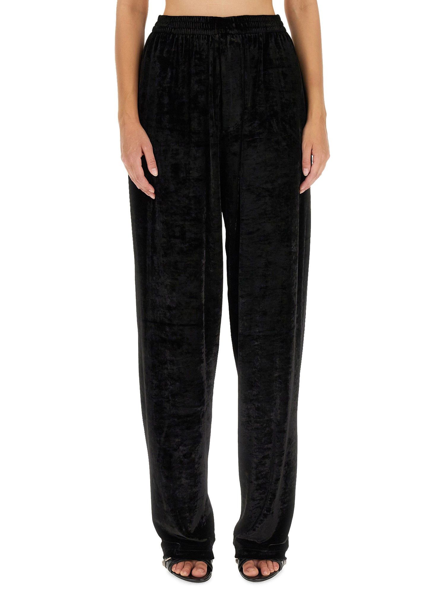 Balenciaga o1y0625 Velvet Casual Pant in Black Size 26" / US 2 / IT 38 - 1 Thumbnail
